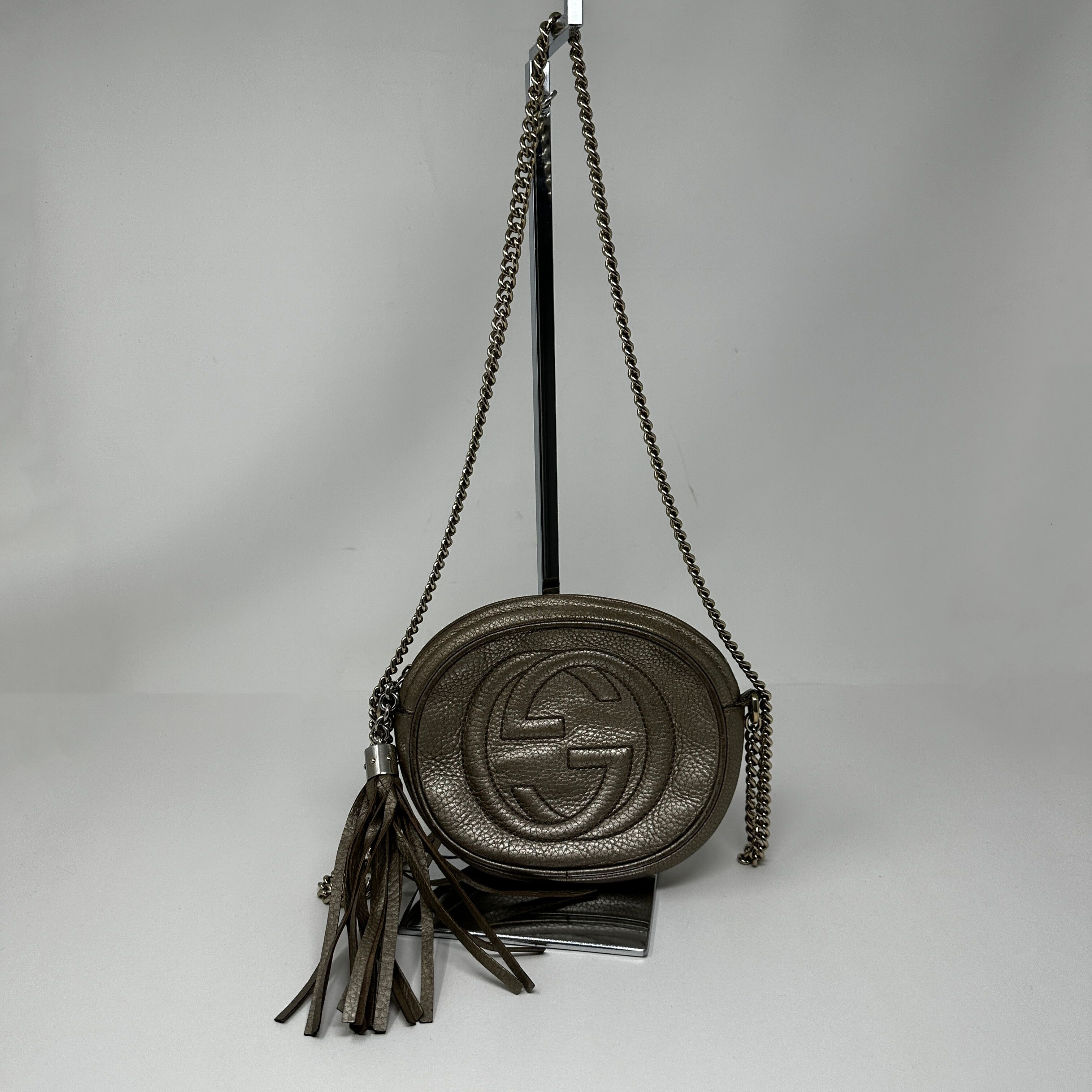Gucci Gucci Soho Linen Round Leather Silver Metallic Size ONE SIZE - 1 Preview