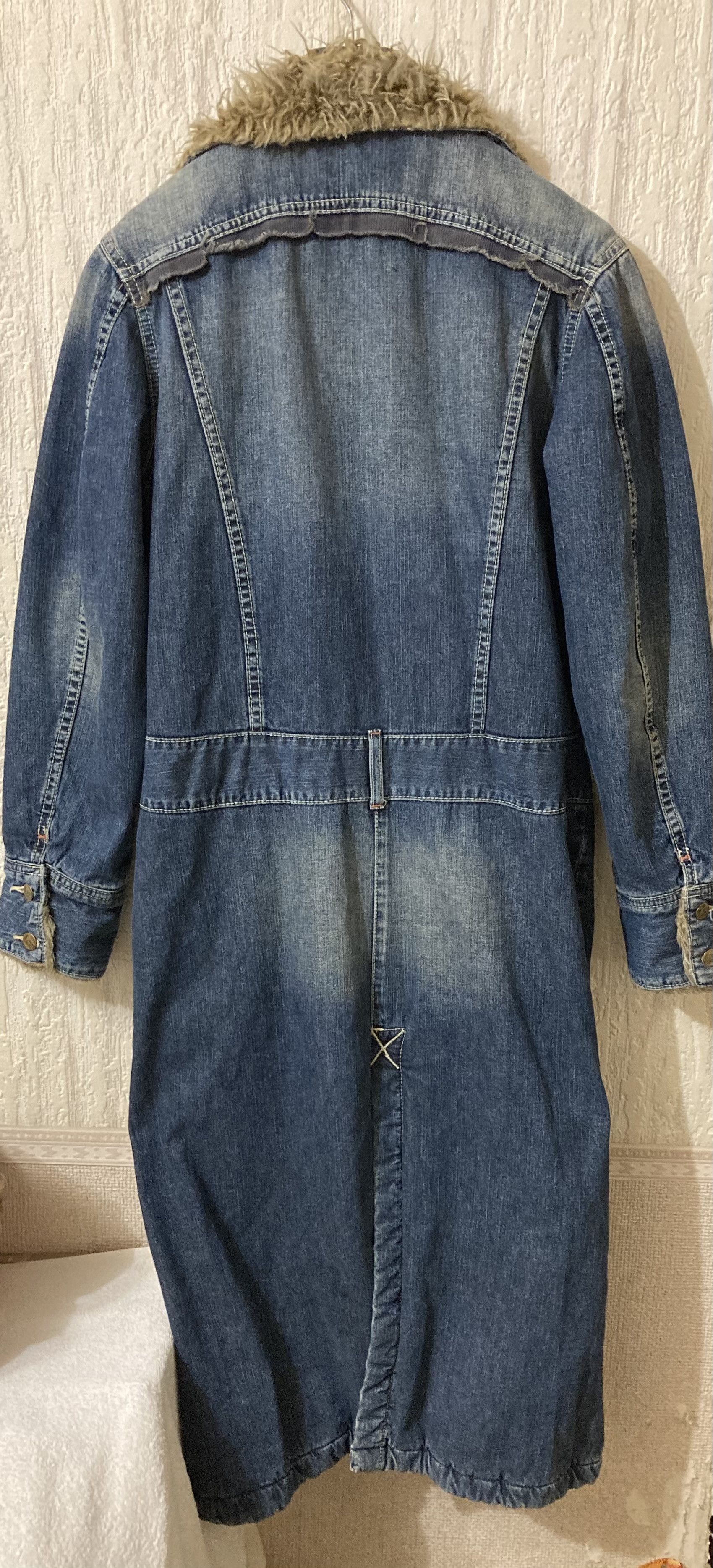 Lee Vintage 90s Denim Lee Long Furry Coat Afghan Fur Lined -L Size L / US 10 / IT 46 - 6 Thumbnail