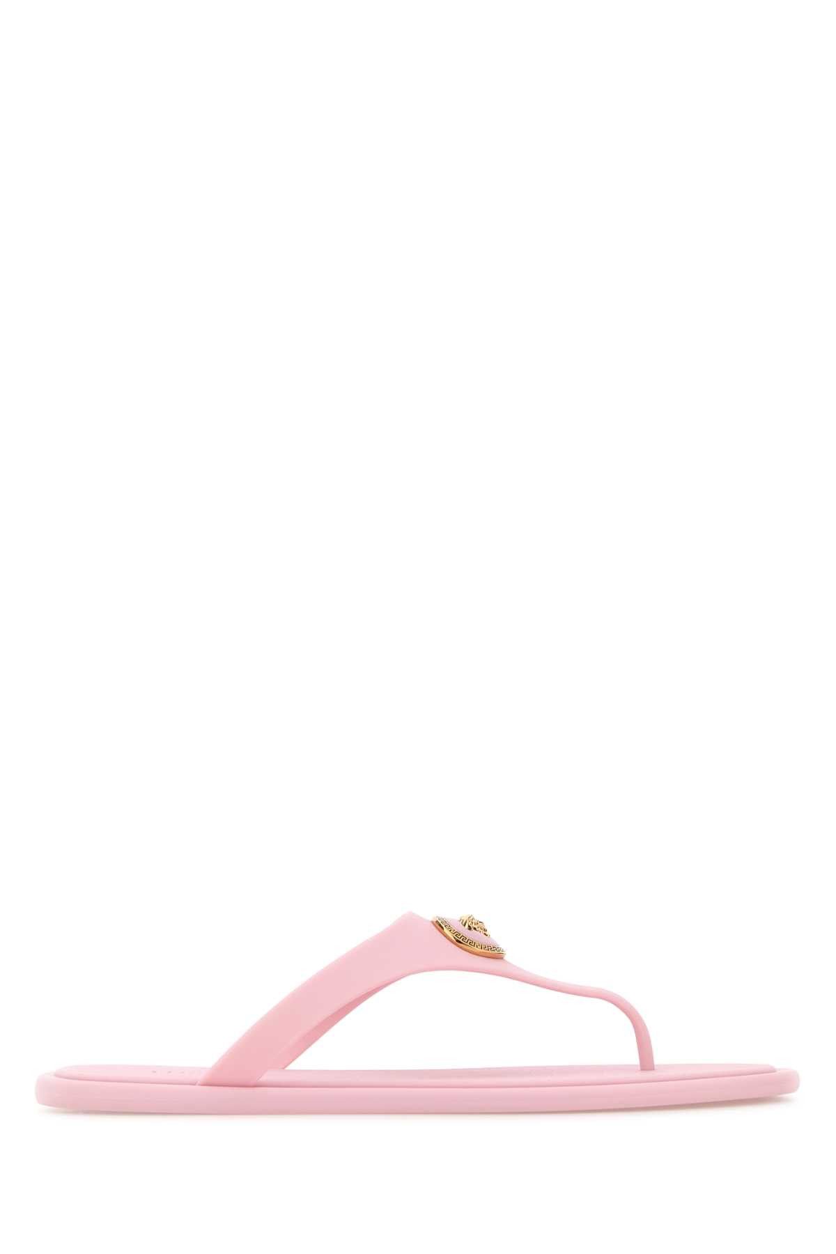 Versace Pink Rubber Thong Slippers Size US 6 / IT 36 - 1 Thumbnail