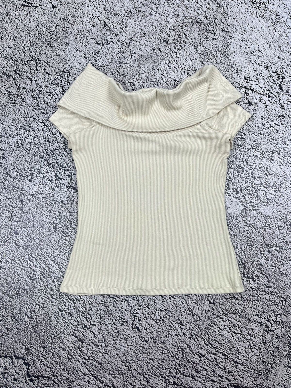 Sezane Sézane Jared Off-Shoulder Ribbed Cream Top Size M / US 6-8 / IT 42-44 - 2 Thumbnail