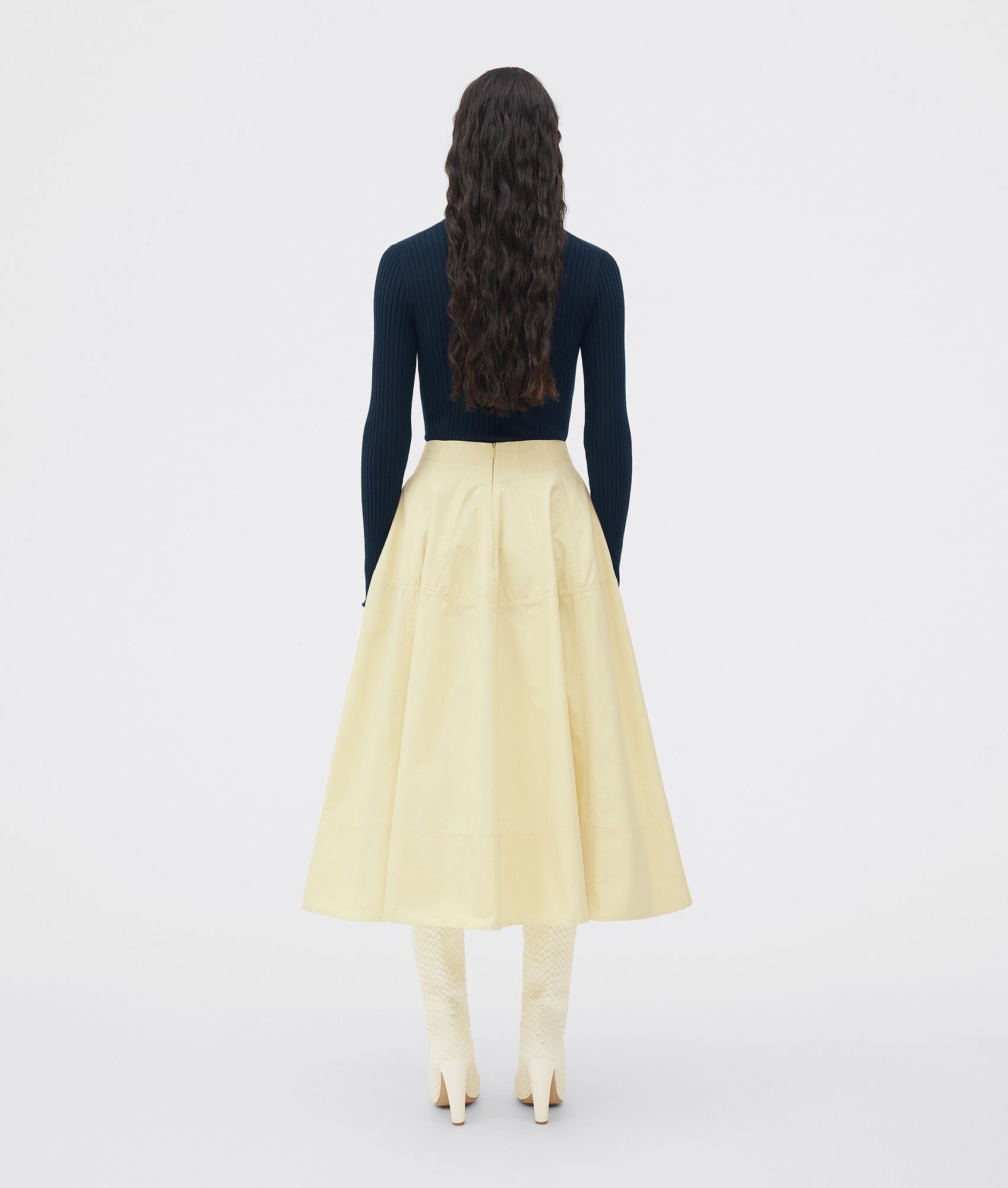Bottega Veneta o1bcso1str0225 Compact Cotton Skirt in Chamomile Size 34" / US 12 / IT 48 - 3 Thumbnail