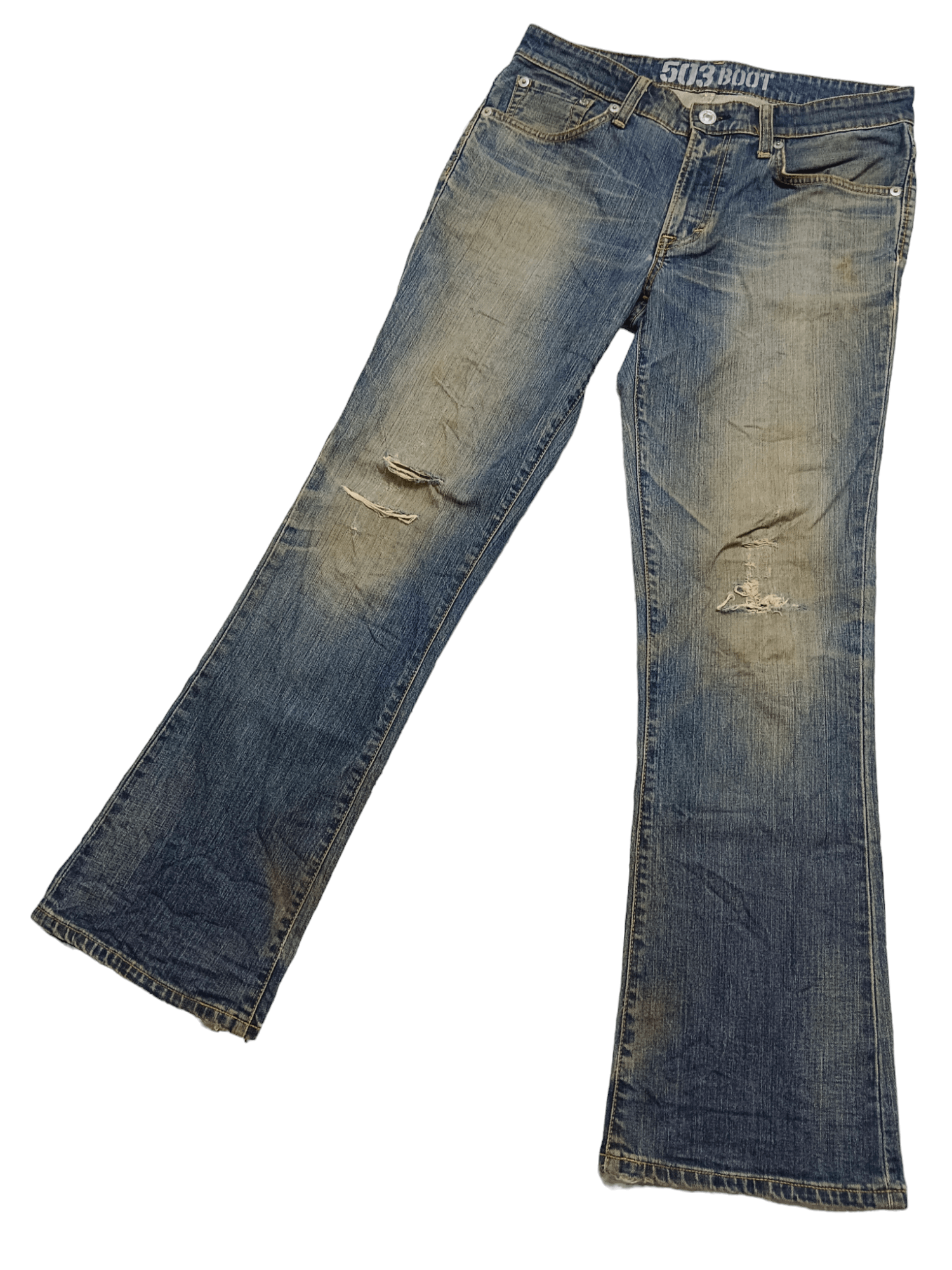Edwin Edwin Distressed Mudwash Bootcut Denim Size US 33 - 2 Thumbnail