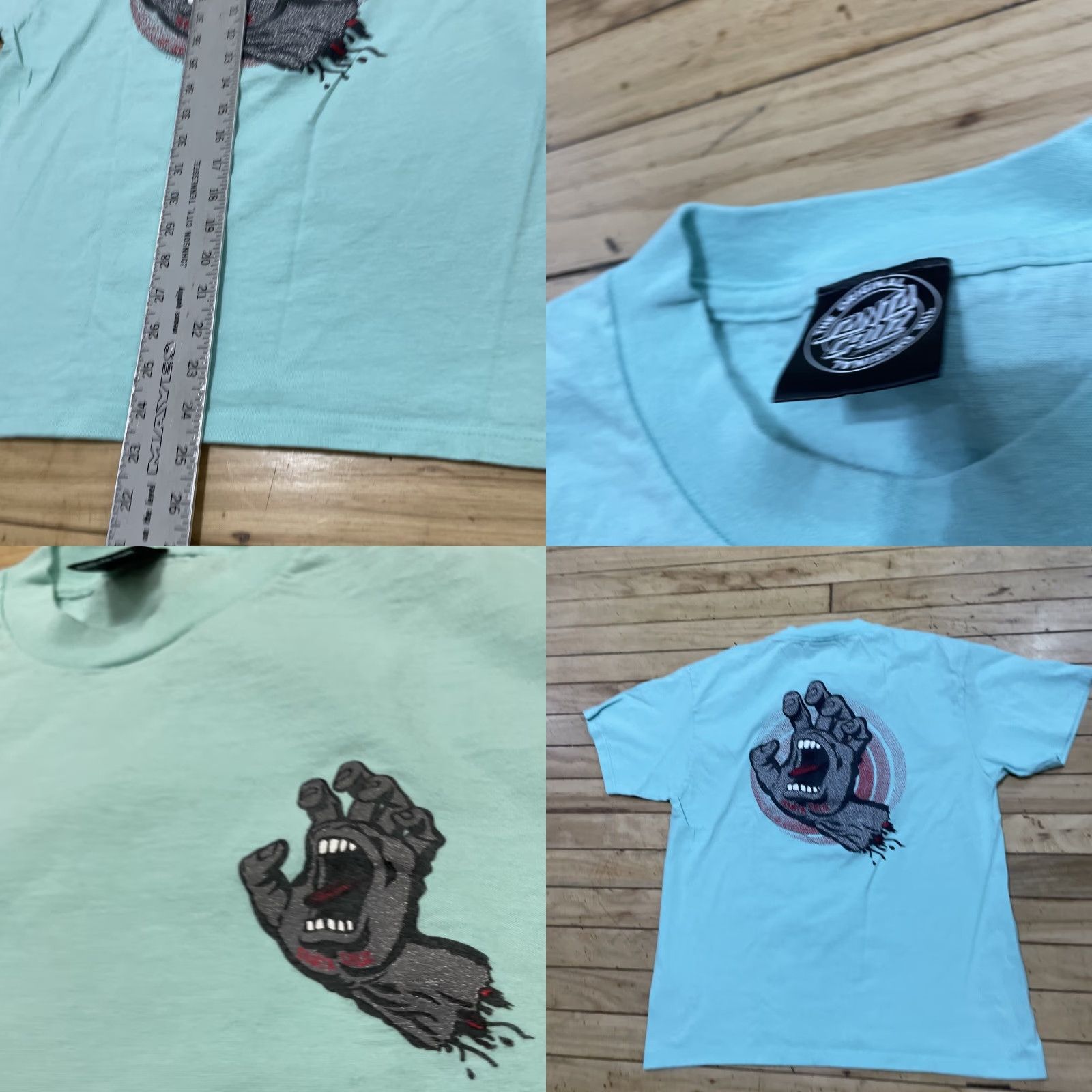 Vintage SANTA CRUZ SKATEBOARDS Shirt Men M Mint Teal HAND EYE Graphic Tee Size US M / EU 48-50 / 2 - 8 Thumbnail