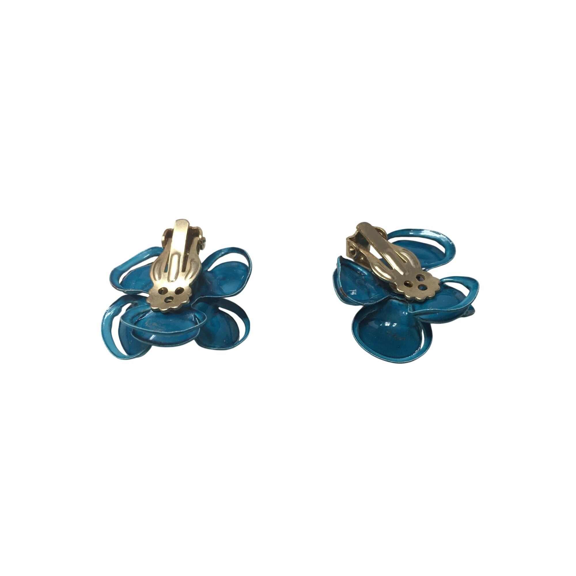 Other Women's Beautiful Gold Tone and Blue Flower Clip On Earrings Size ONE SIZE - 5 Thumbnail