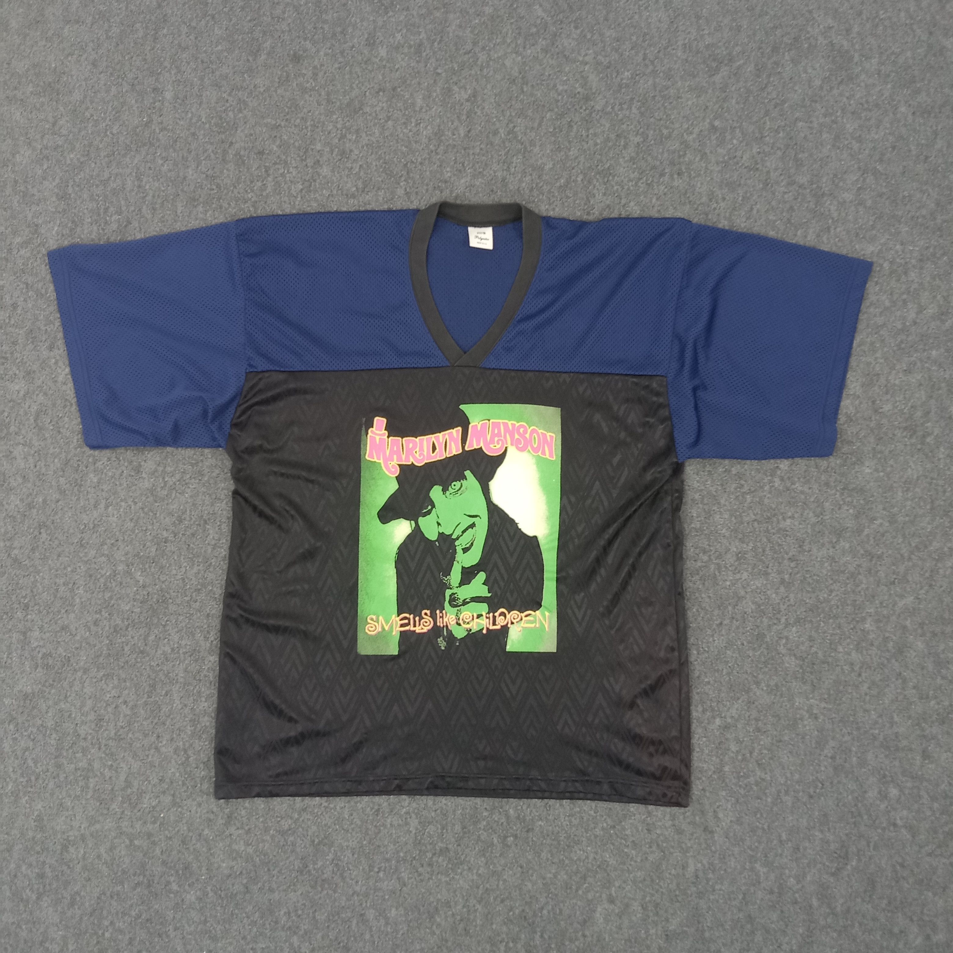 Band Tees × Marilyn Manson × Vintage Vintage 90's Marilyn Manson Rock Singer Jersey Tshirt Size US L / EU 52-54 / 3 - 1 Thumbnail