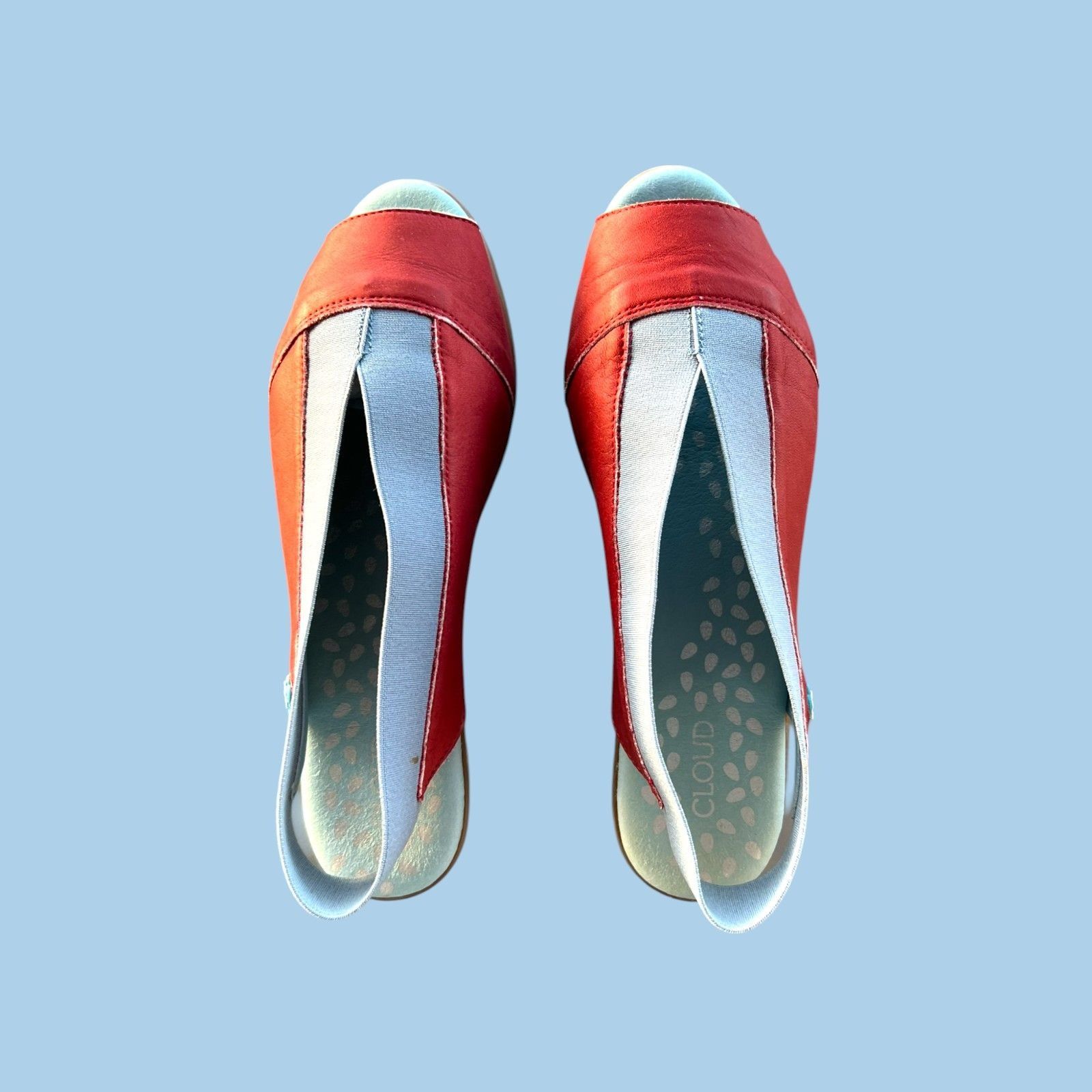 Other Cloud Womens Red & Gray Leather Slingback Sandals With Elast Size US 7.5 / IT 37.5 - 1 Thumbnail