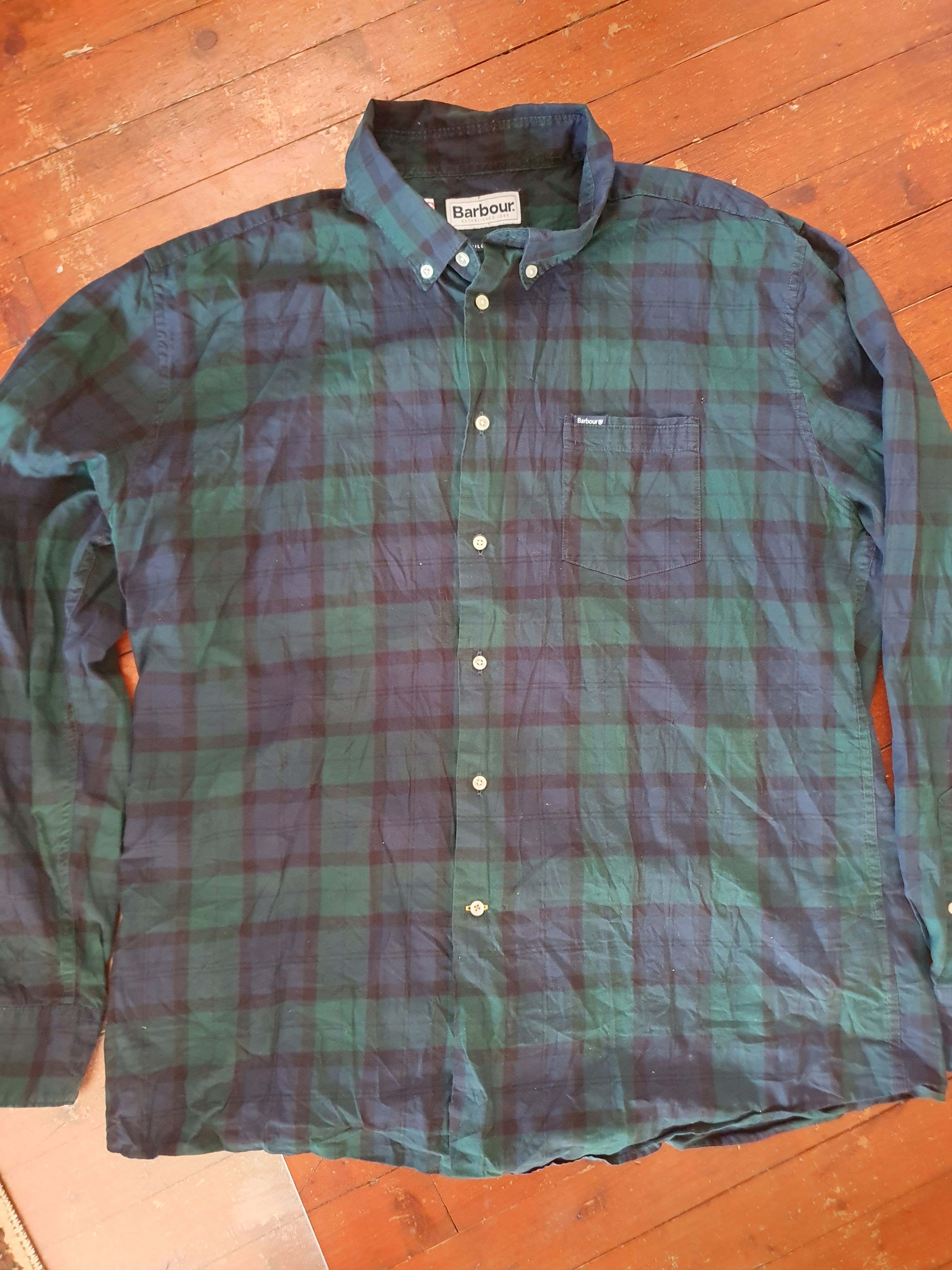 Barbour Barbour Tailored Fit Flannel shirt Plaid Blue Green sz XL Size US XL / EU 56 / 4 - 8 Thumbnail