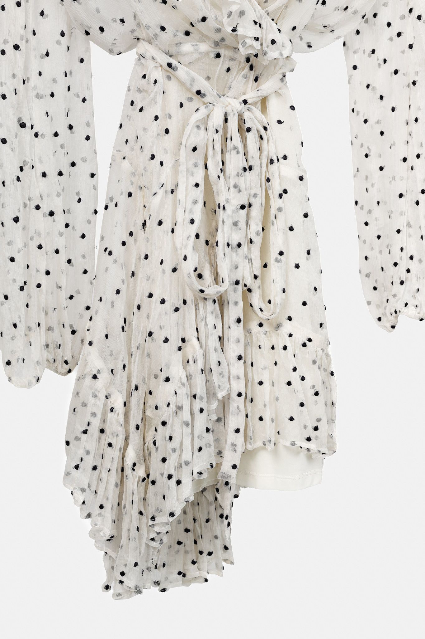 Zimmermann Zimmermann Adorn White Polka-Dot Silk Ruffle Wrap Dress Size S / US 4 / IT 40 - 6 Thumbnail