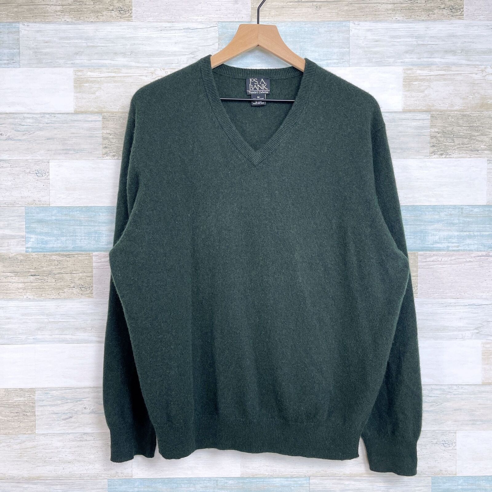 Jos. A. Bank Jos A Bank Travelers Cashmere Sweater Green V Neck Mens M Size US M / EU 48-50 / 2 - 1 Thumbnail