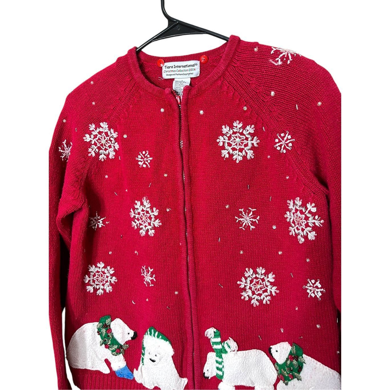 Other Vintage Tiara International Christmas Polar Bear Snowflakes Sweater Cardigan S Size S / US 4 / IT 40 - 2 Thumbnail