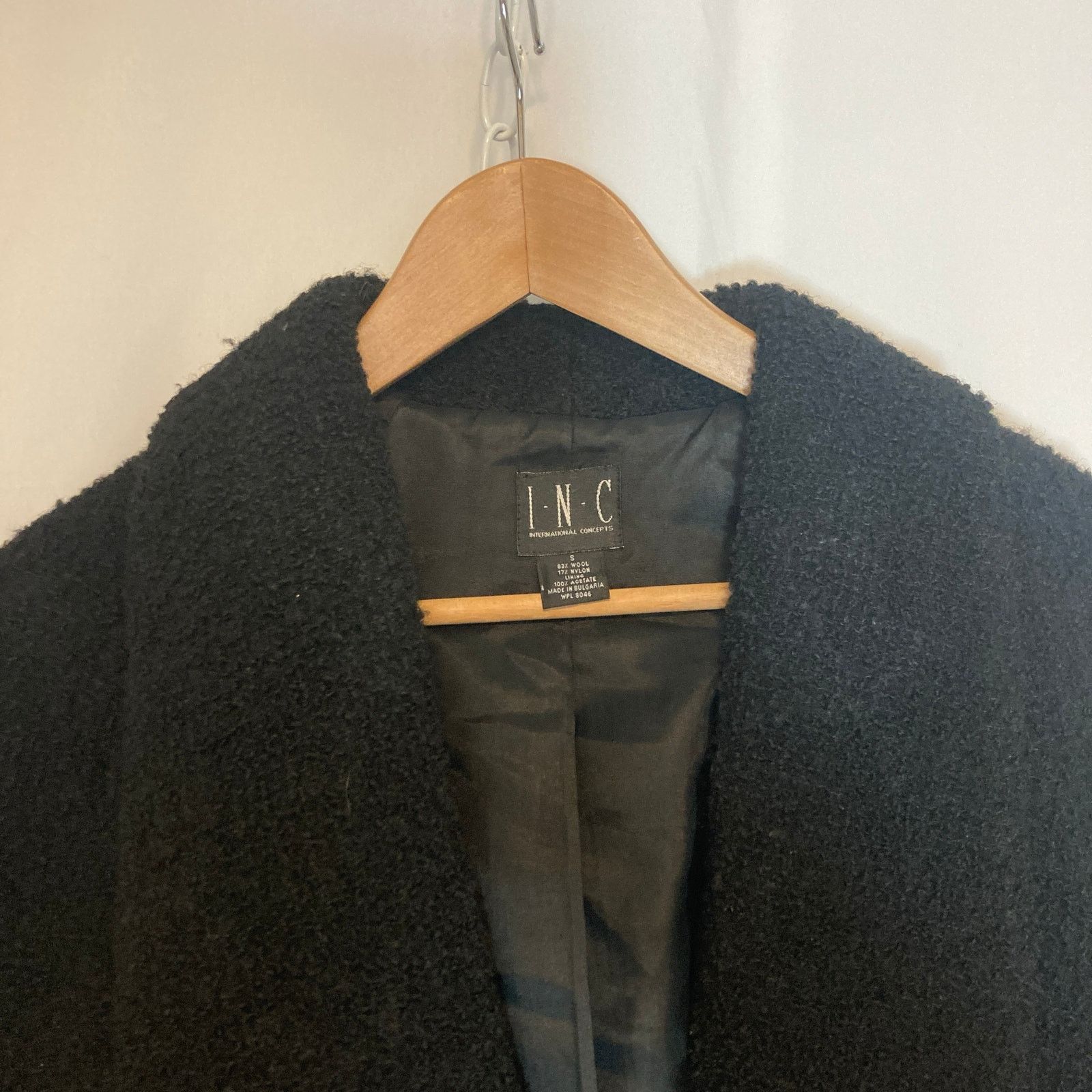 Other INC Wool Boulcé Teddy Fleece Crop Black Blazer Jacket Size S / US 4 / IT 40 - 6 Thumbnail