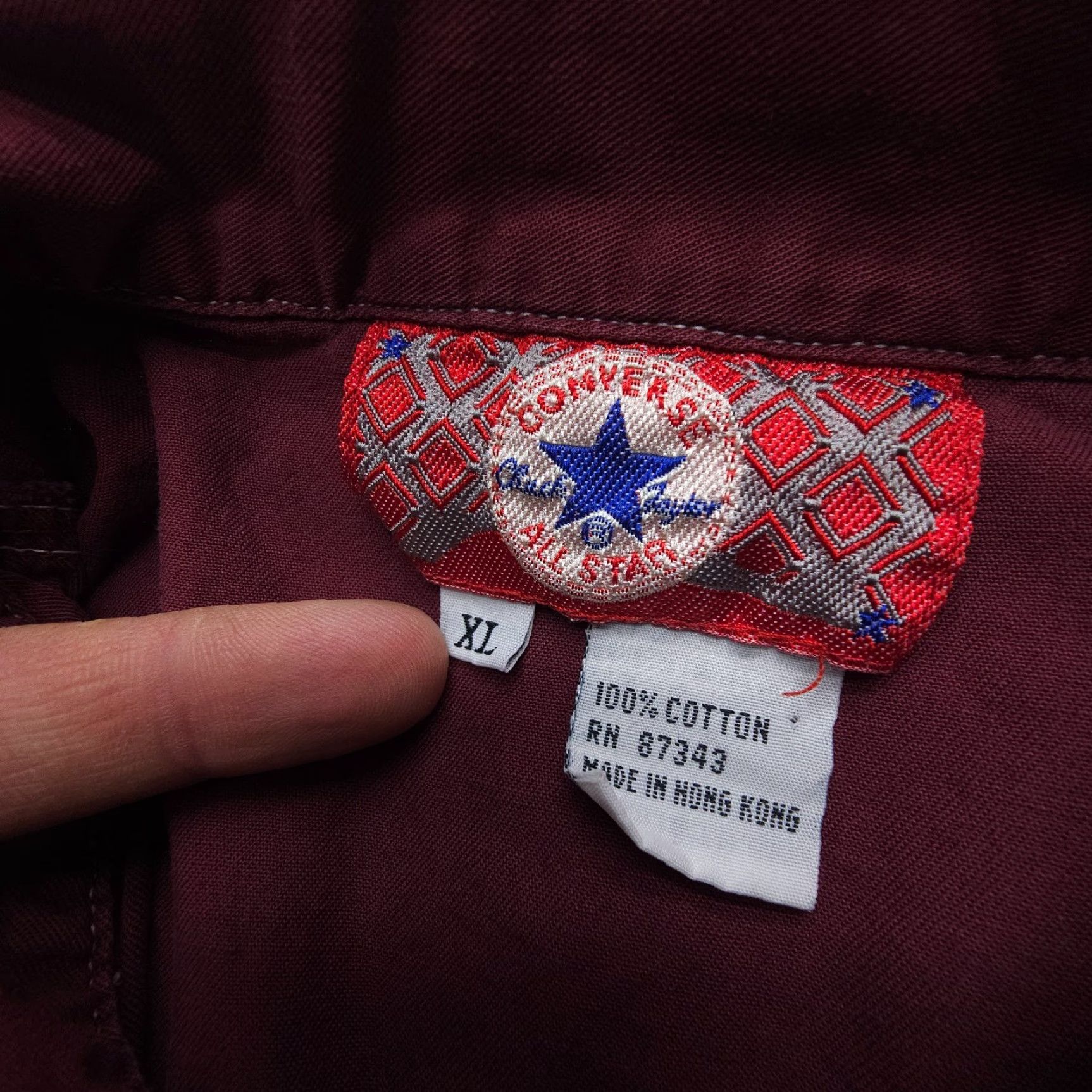 Converse VINTAGE Converse Chuck Taylor Full Zip Shirt Jacket Mens XL Red Twill Jacket with Zip, Solid Pattern, 90s Theme, USA, Outdoor, Walking, Shacket Size US XL / EU 56 / 4 - 3 Thumbnail