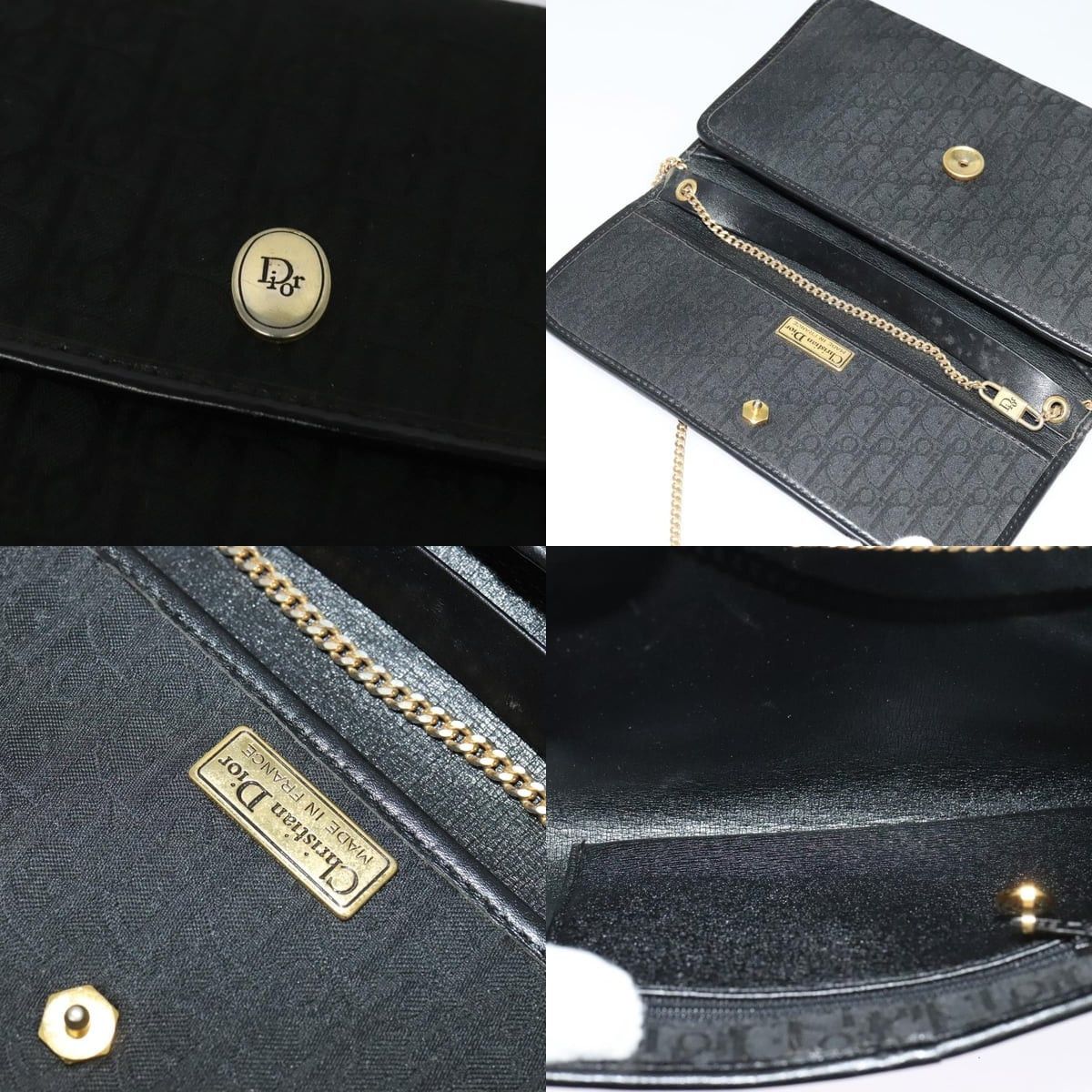 Dior DIOR Trotter Canvas Chain Shoulder Bag Black Gold Size ONE SIZE - 11 Thumbnail