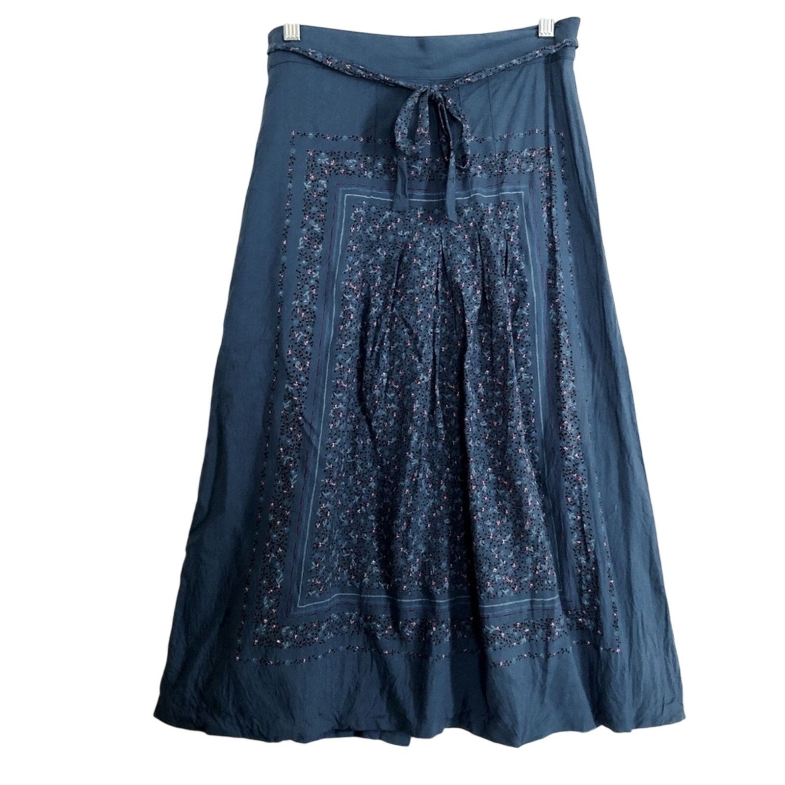 Other Jane Schaffhausen Belle France Prairie Floral Midi Tie Skirt Size 32" / US 10 / IT 46 - 1 Thumbnail