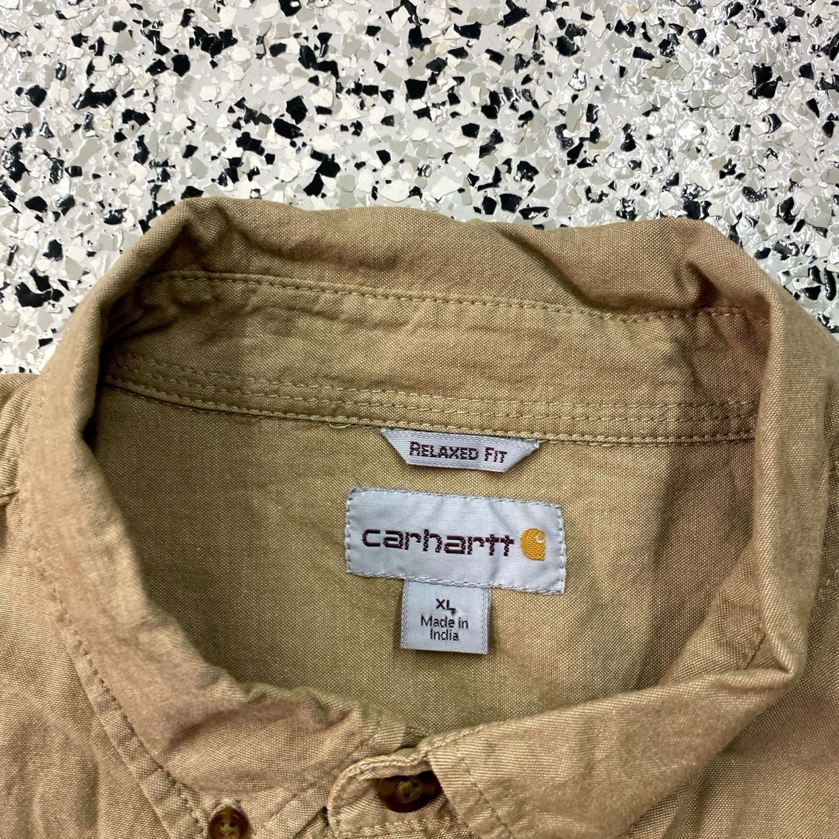 Carhartt Carhartt Mens XL Relaxed Fit Work Shirt Short Sleeve Light Brown Khaki Button-Up Pocketed Casual Workwear Shirt Size US XL / EU 56 / 4 - 2 Thumbnail