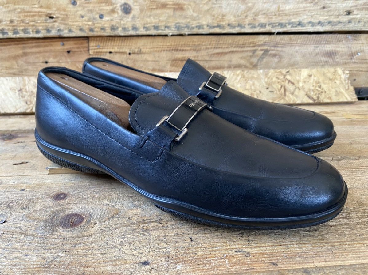 Prada Prada horsebit black leather logo loafers sz uk6.5 Size US 7.5 / EU 40-41 - 11 Thumbnail