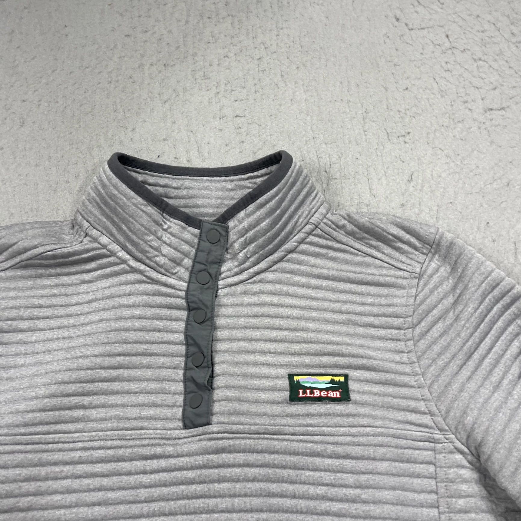 Vintage LL Bean Jacket Womens Large Petite Gray Airlight Knit Pullover Quilted Snap T Jacket Size L / US 10 / IT 46 - 2 Thumbnail
