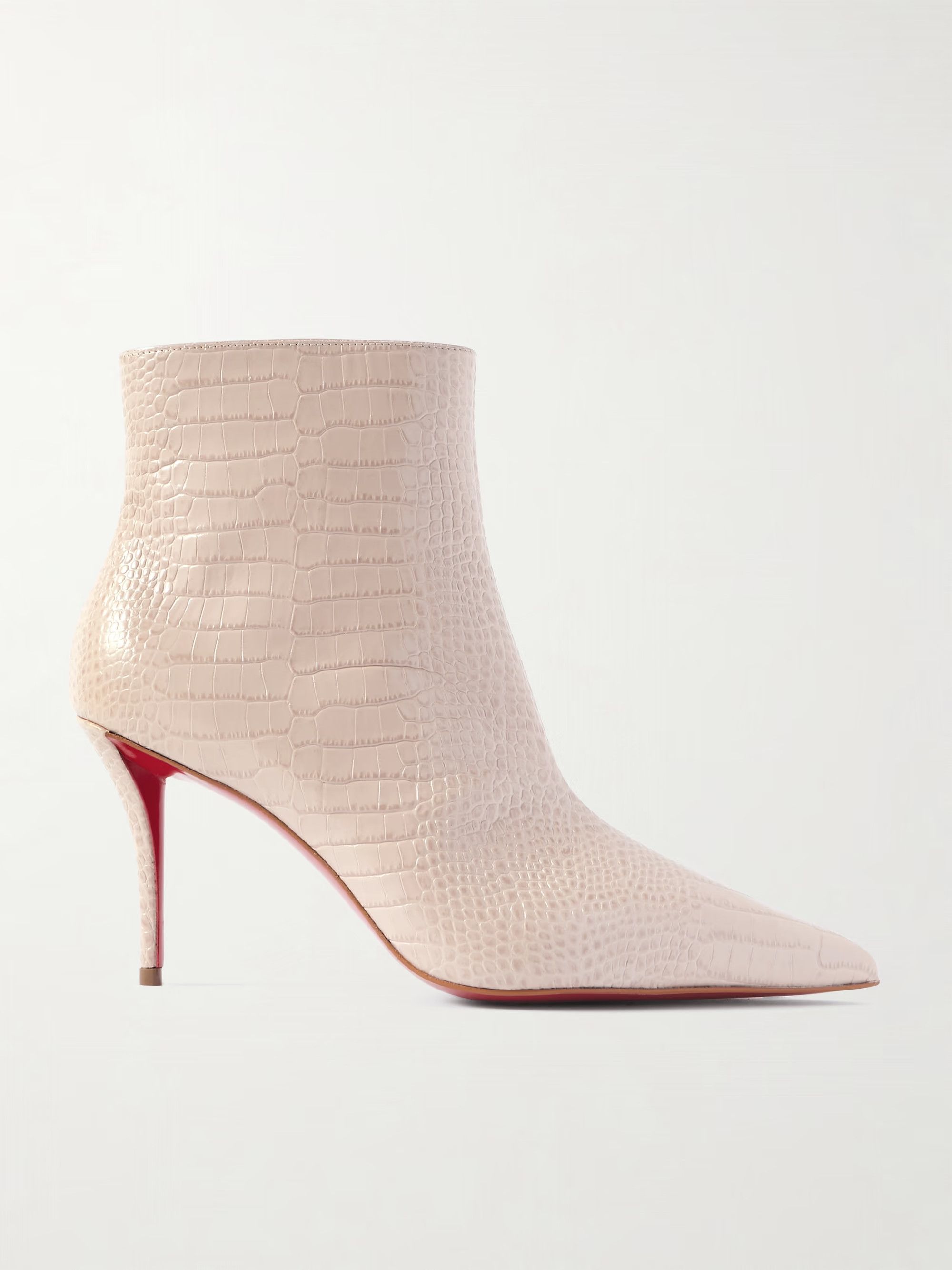 Christian Louboutin Miss Z Booty 80 Pearl Beige Croc Short Ankle Heel Boot 40 Size US 10 / IT 40 - 6 Thumbnail