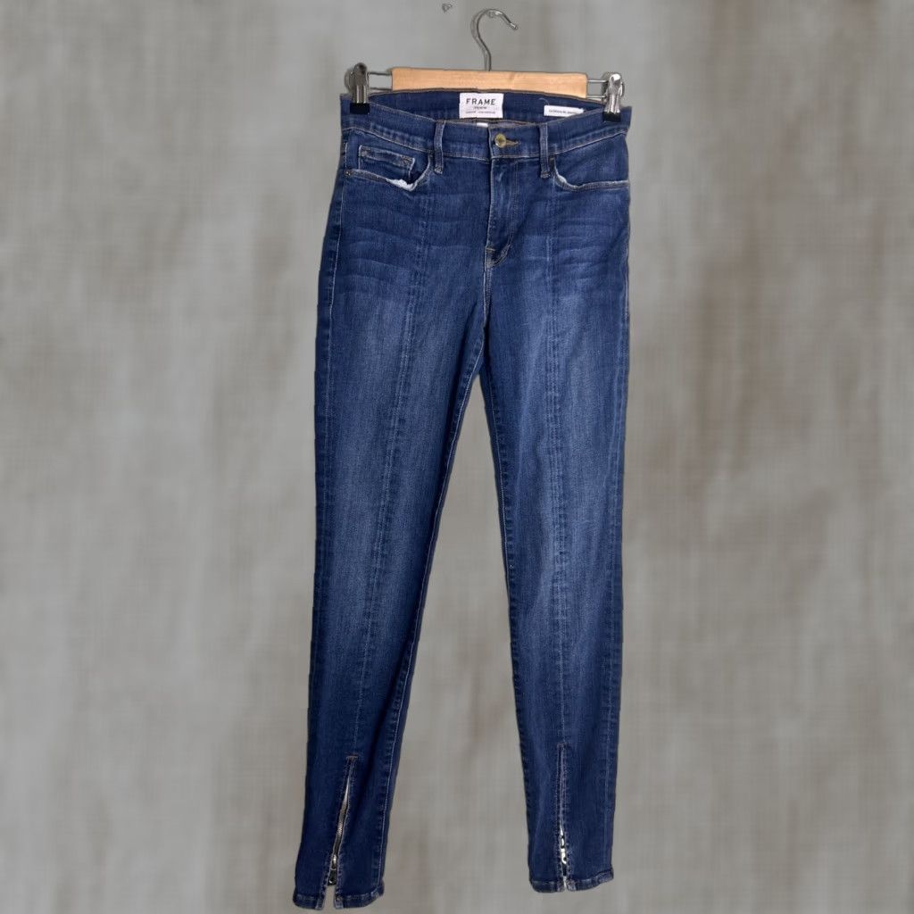 Frame FRAME Le Skinny De Jeanne Jeans Womens 28x29 Ankle Zip Dark Wash Stretch Denim Shirt? Size 28" / US 6 / IT 42 - 1 Thumbnail