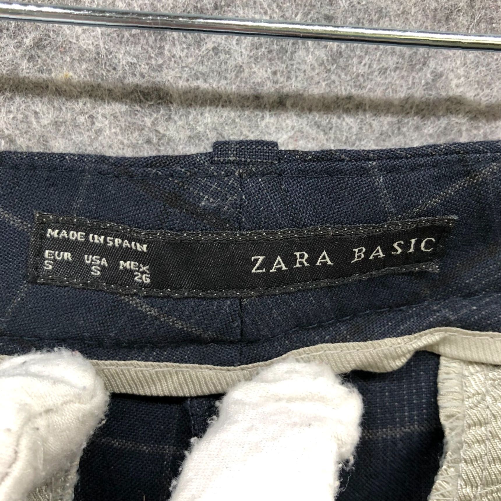 Zara Zara Dress Pants Womens S Mid Rise Navy Blue Plaid Tapered Ankle Cuffed Dress Pants Size 28" / US 6 / IT 42 - 7 Thumbnail