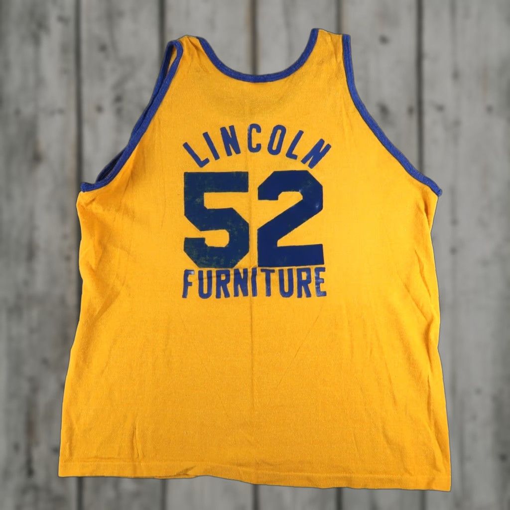Mason's VINTAGE Mason Basketball Jersey XL Yellow Lincoln Furniture 60s 70s Size US XL / EU 56 / 4 - 1 Thumbnail