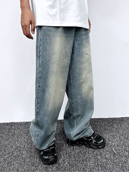 Japanese Brand × Jean Retro washed distressed straight loose slim casual jeans Size US 34 / EU 50 - 3 Thumbnail