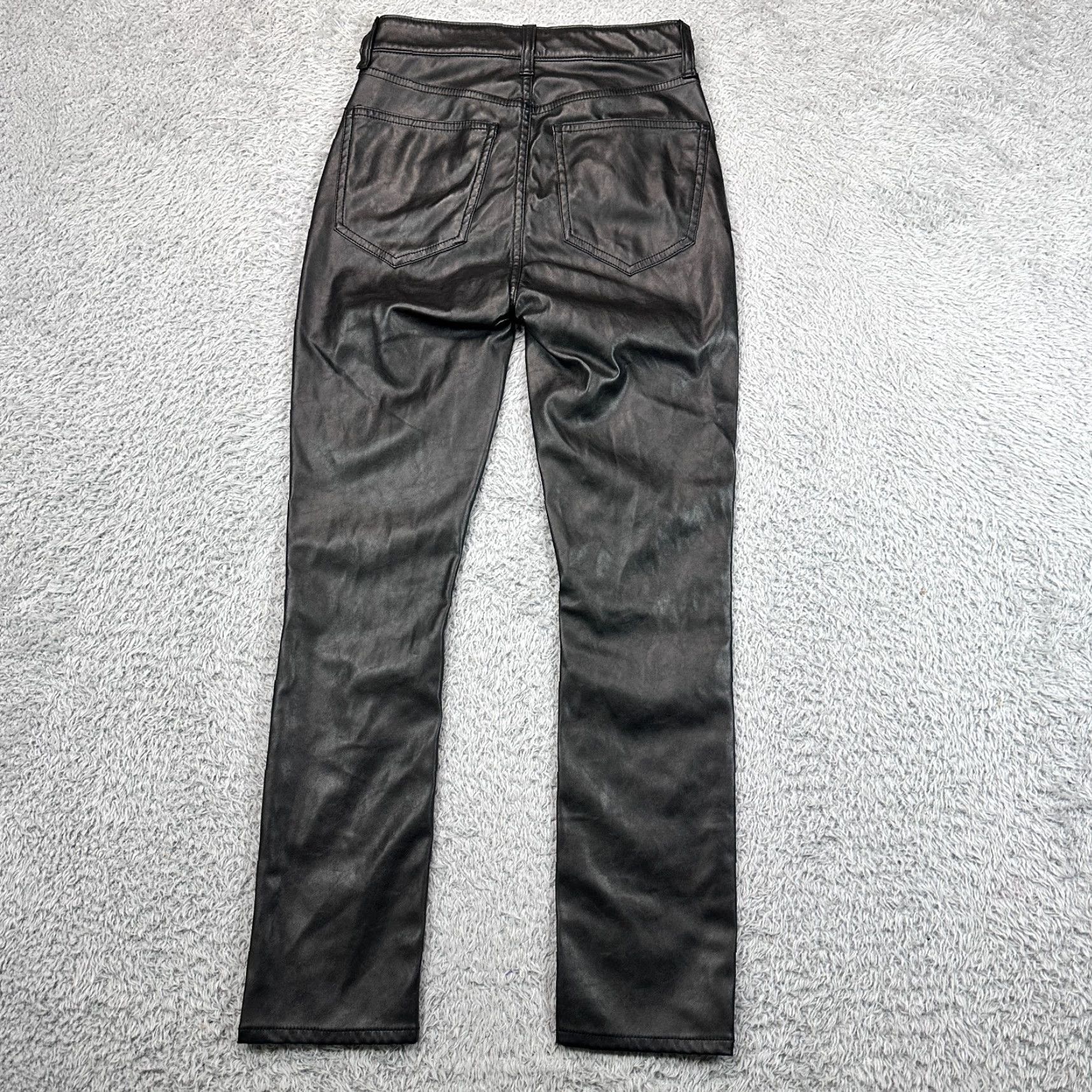 Gap GAP Jeans Womens 24 Black Vegan Leather High Rise Vintage Slim Jeans Size 42" / US 20 - 2 Thumbnail
