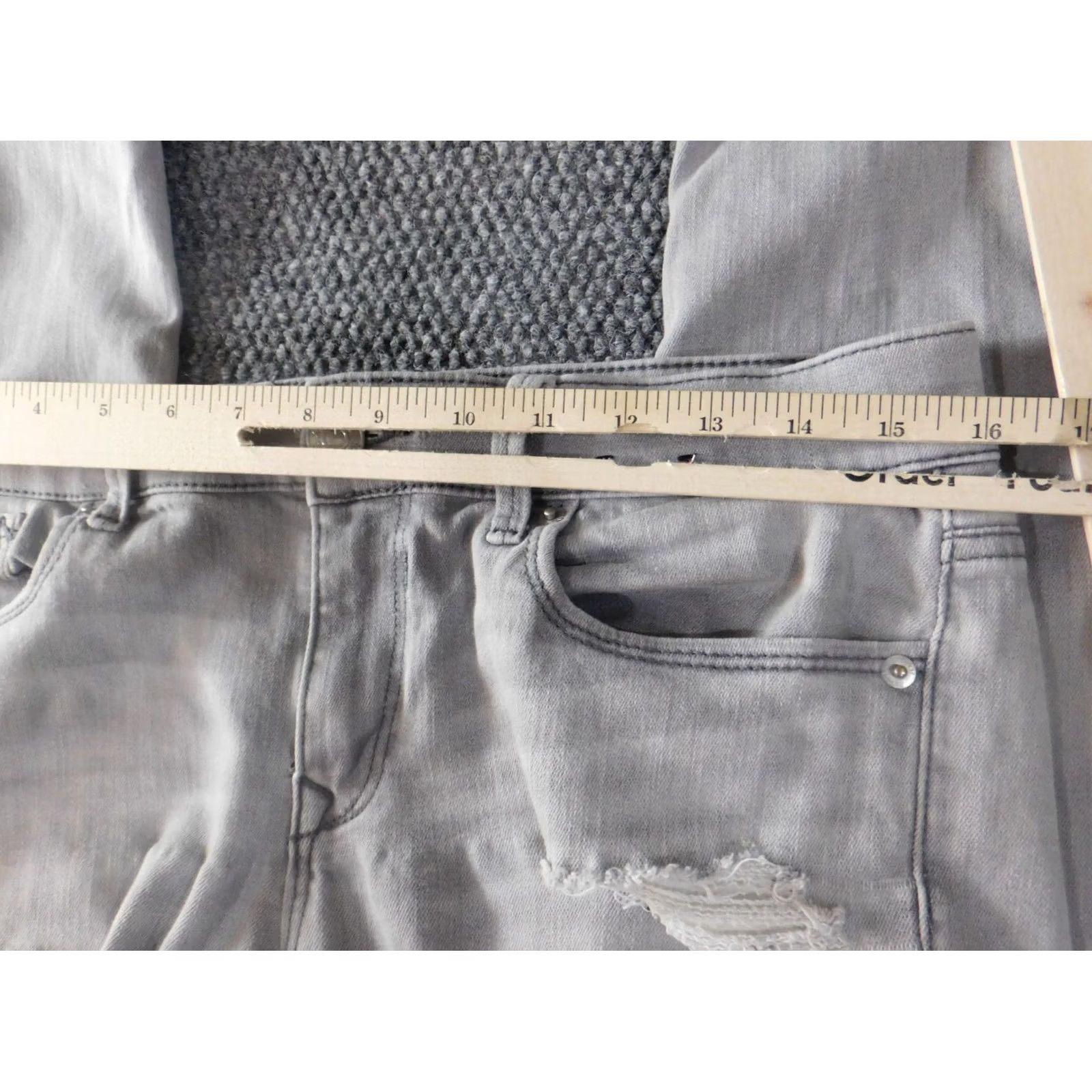 Express Express Womens Jeans 8 Gray Distressed Stretch Denim Mid Rise Regular Size 30" / US 8 / IT 44 - 3 Thumbnail