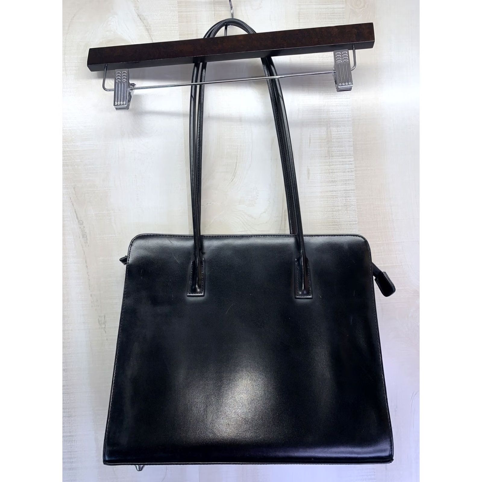 Doublet VINTAGE Black Faux Leather Double Handle Bag Purse Shoulder Bag Womens Medium Square Zip Closure Size ONE SIZE - 4 Thumbnail