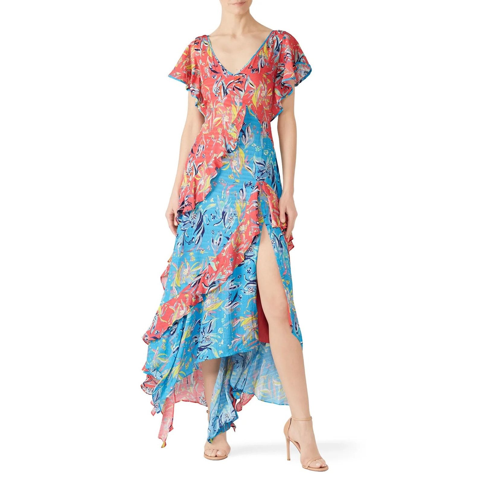 Tanya Taylor Tanya Taylor Silk Floral Ruffle Iliana Maxi Dress, 8 Tall Size M / US 6-8 / IT 42-44 - 1 Thumbnail