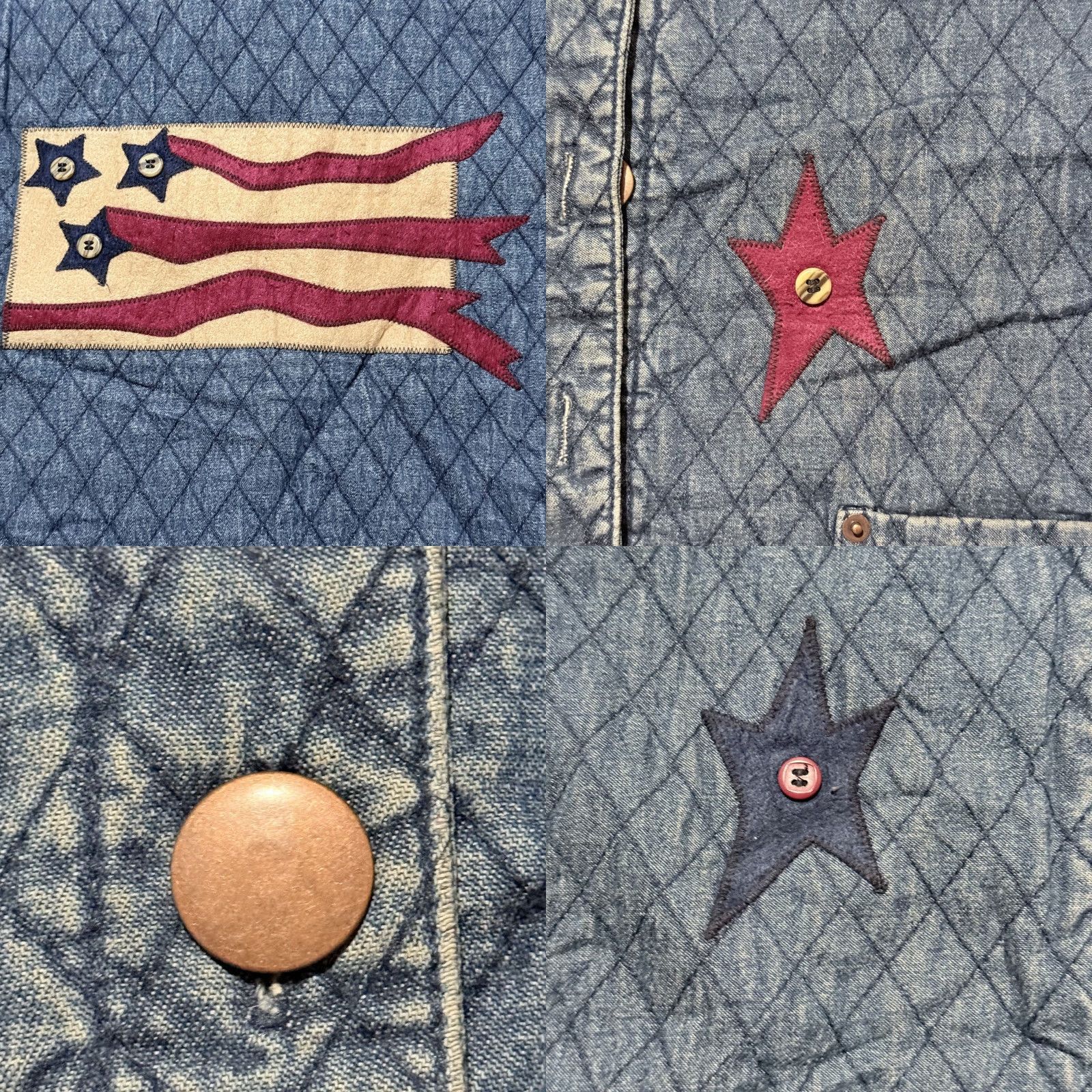 Denime VINTAGE Haik's Quilted Denim Patchwork Jacket Women's Blue Long Sleeve XL Jacket Blue Women Quilted Patchwork Denim USA Christmas Size XL / US 12-14 / IT 48-50 - 9 Thumbnail