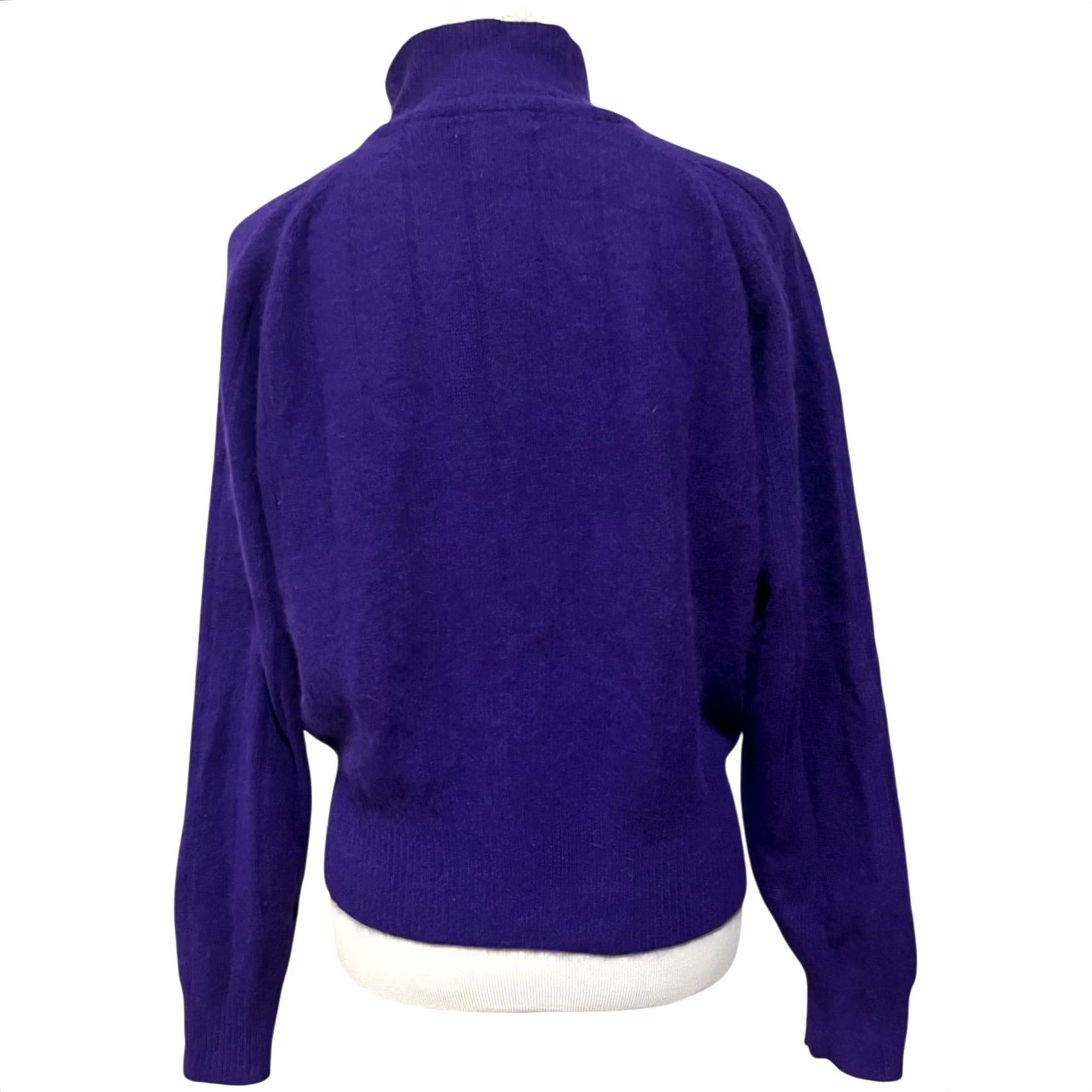 Liz Claiborne VINTAGE Liz Claiborne Sweater Womens M Purple Cable-Knit Angora Wool Collared 90s Classic Size M / US 6-8 / IT 42-44 - 6 Thumbnail