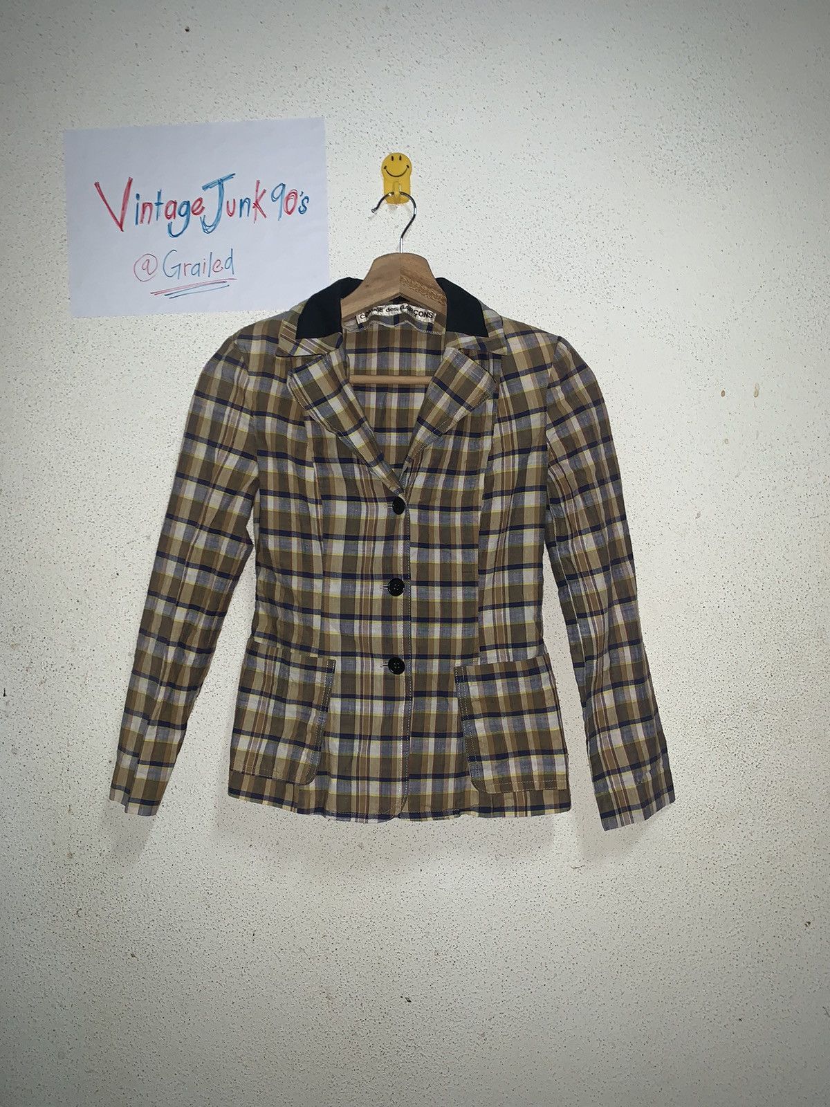 image of Vintage 80’S Comme Des Garcons Button Up Colar Sharp Shirt in Brown, Women's (Size XS)