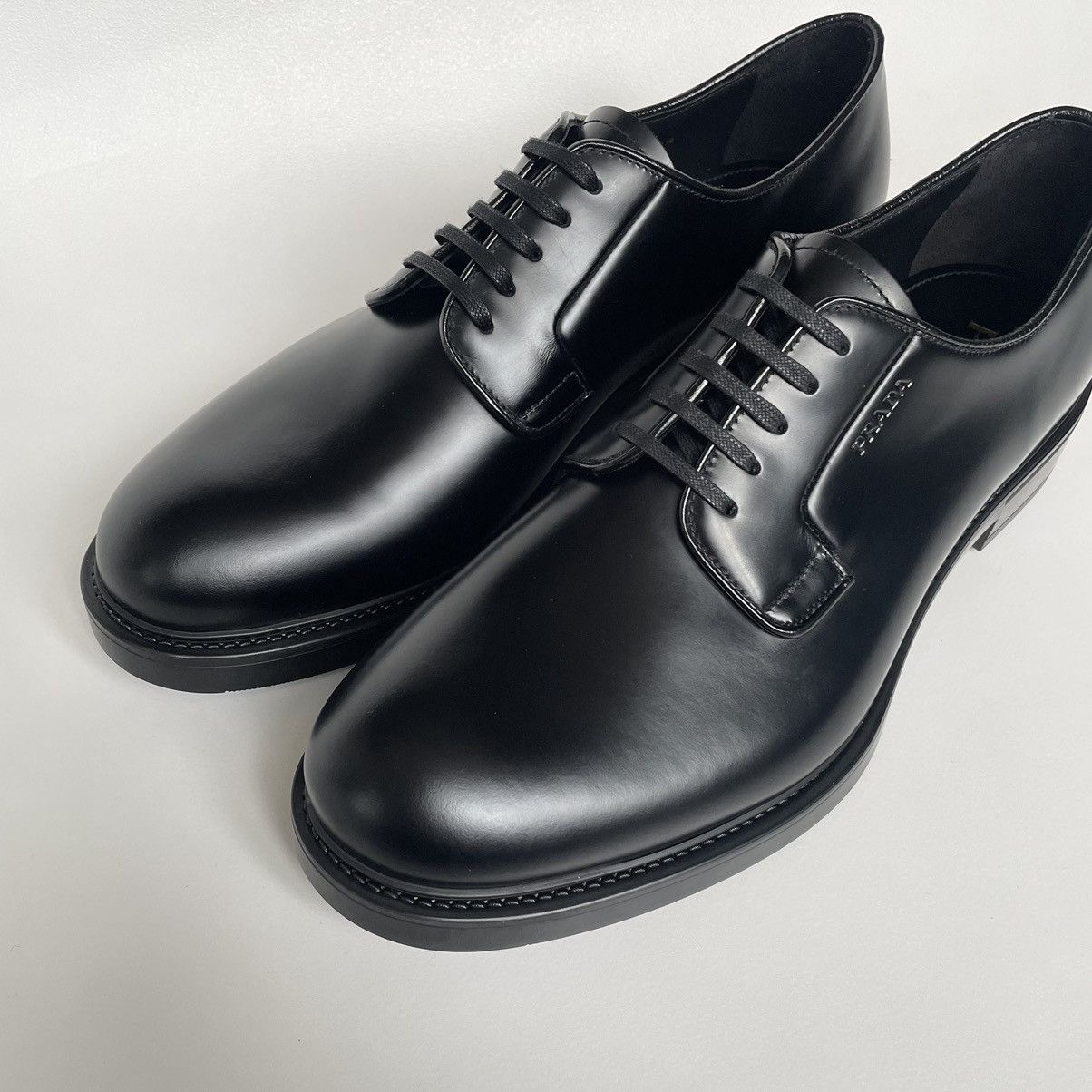 Prada Black Leather Derby Shoes Size US 9.5 / EU 42-43 - 3 Thumbnail