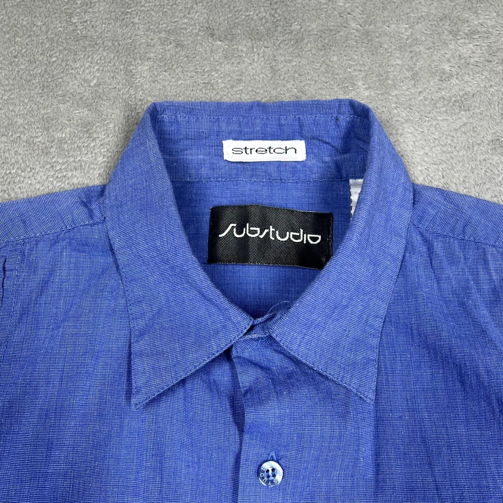 Vintage VINTAGE Substudio Mens Button-Up Shirt Regular M Stretch Royal Blue Cotton Spandex EUC Size US M / EU 48-50 / 2 - 5 Thumbnail