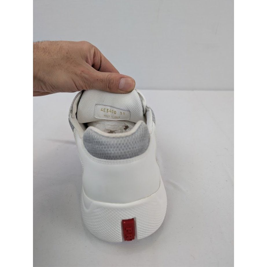 Prada o1rshd1 Calzature Uomo Sneakers in Bianco Argento Size US 12 / EU 45 - 17 Thumbnail