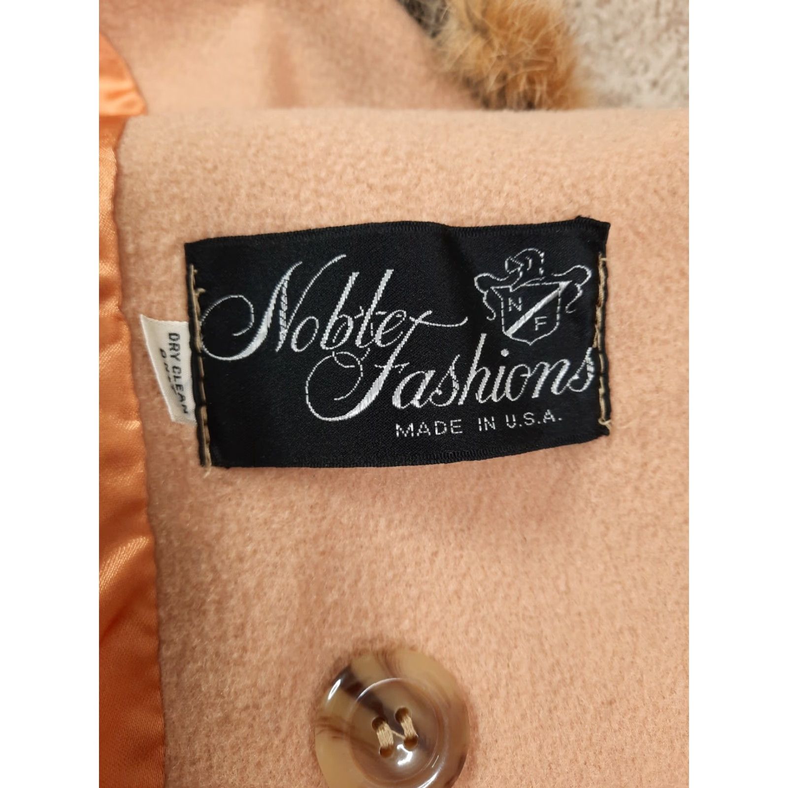 Vintage Vtg 60s Noble Fashions Wool Blend Fur Collar Pea Trench Coat Large 14/16 Beige Women's Coat Size L / US 10 / IT 46 - 2 Thumbnail