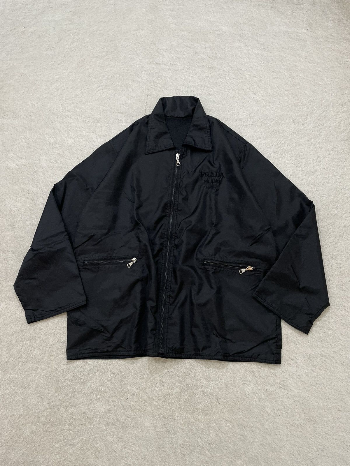 Japanese Brand 2000s Prada Big Logo Jacket Embroidered Y2K Hysteric Size US XXL / EU 58 / 5 - 2 Thumbnail