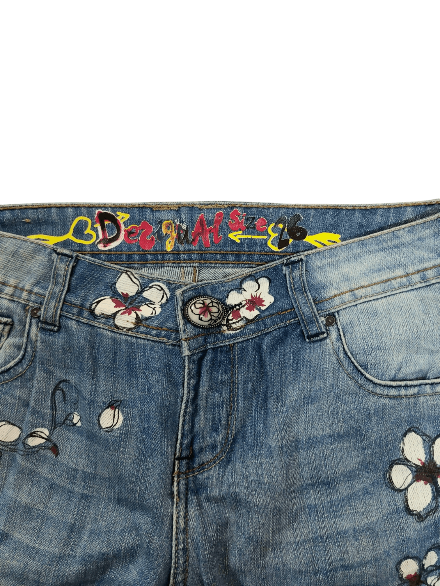 Desigual Desigual Florish Flower Art Denim Size 26" / US 2 / IT 38 - 8 Thumbnail