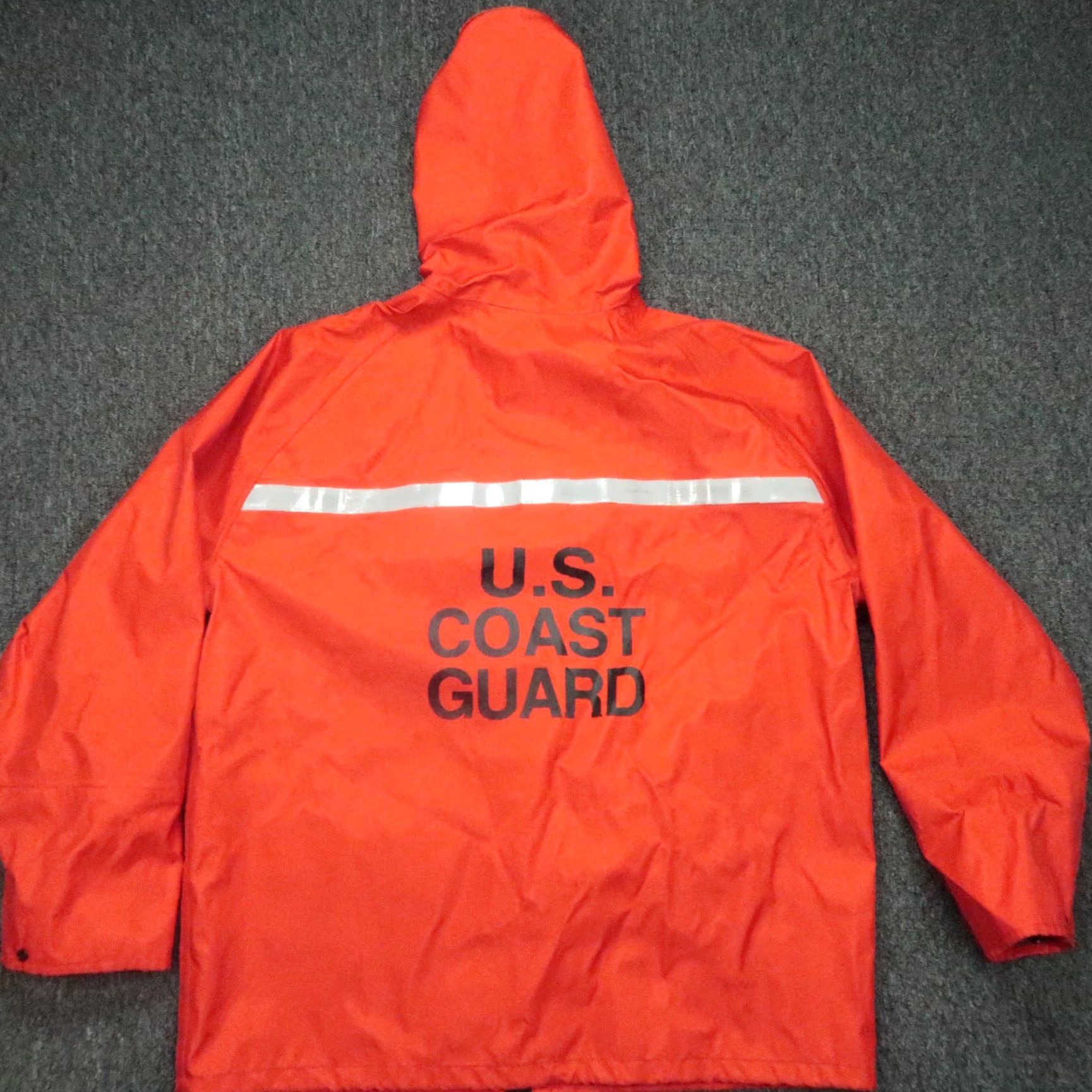 Rains Lifesaving Systems Corp Jacket Mens XL Orange Rain Coat Hooded Full Zip Pockets Waterproof Rain Tech Nylon Softshell Long Vest? Size US XL / EU 56 / 4 - 5 Thumbnail