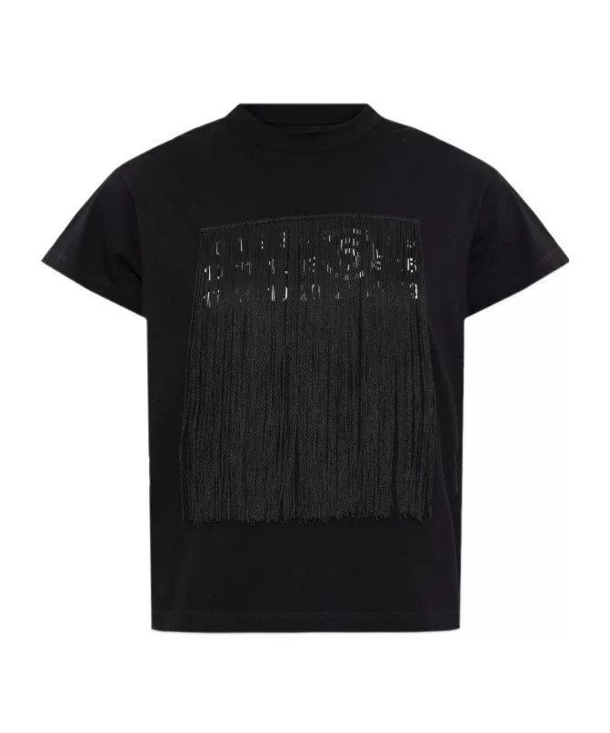 Maison Margiela black fringed t-shirt by mm6 maison margiela Size US XXS / EU 40 - 1 Thumbnail
