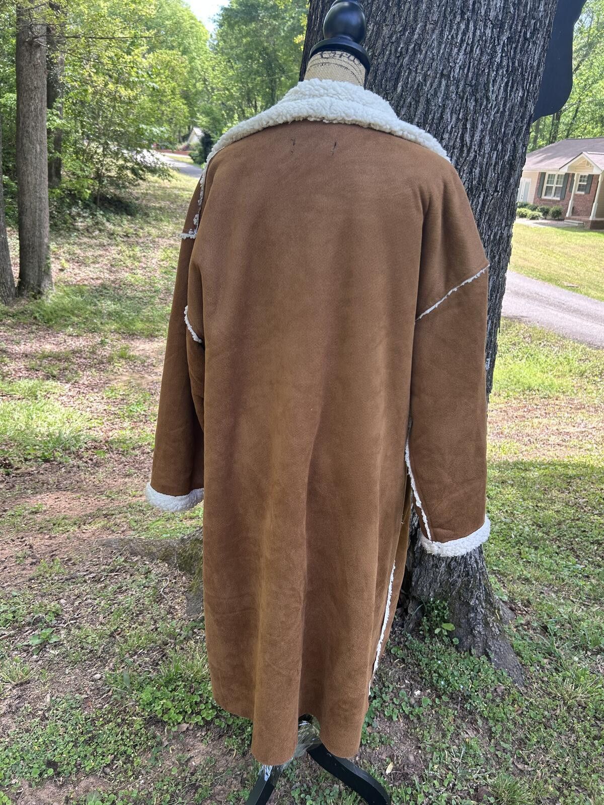 Other Aixirui Faux Shearling Long Coat - Brown & Beige Size L / US 10 / IT 46 - 4 Thumbnail