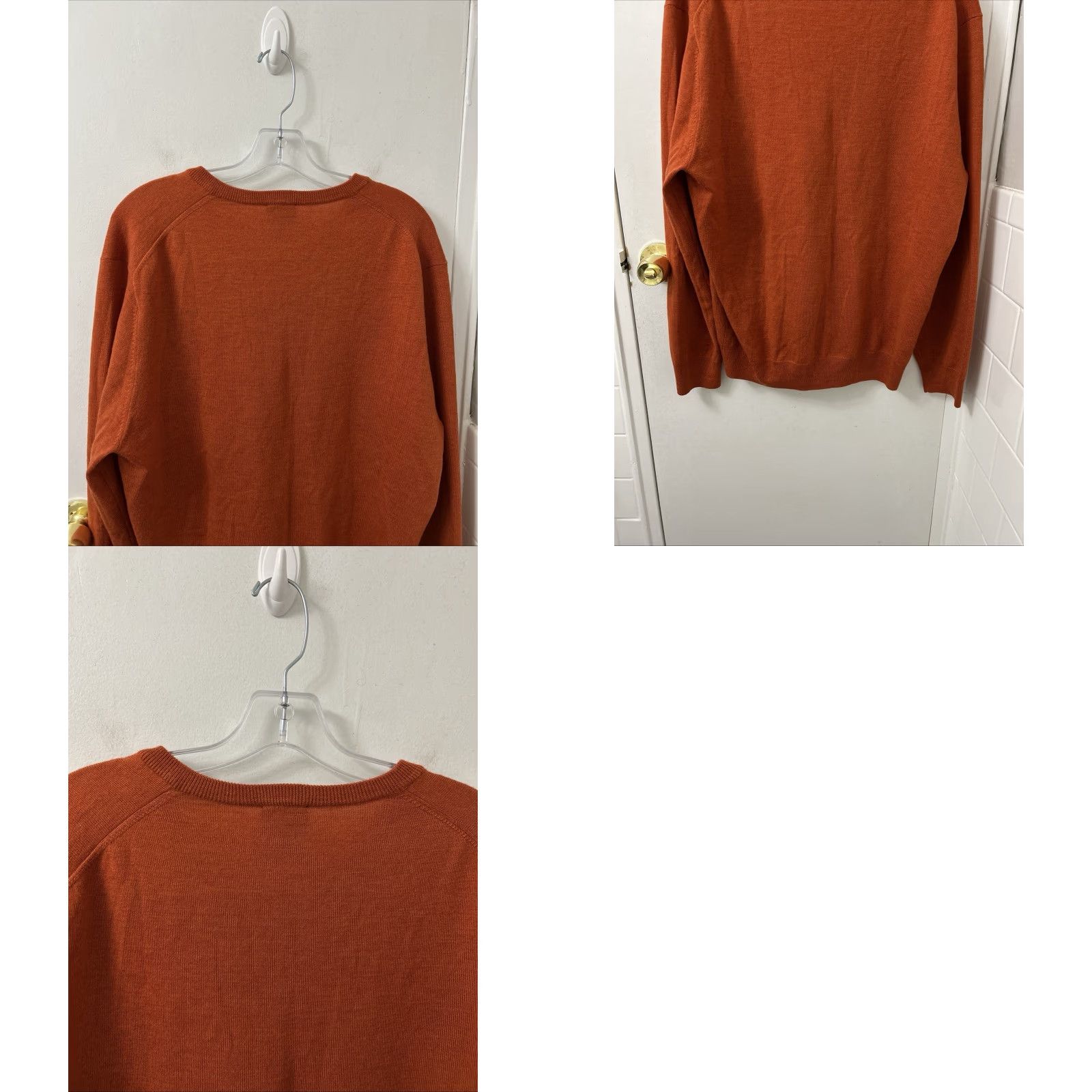 Jos. A. Bank Jos A Bank Travelers Collection Sweater Mens XL Orange V-Neck 100% Merino Wool Size US XL / EU 56 / 4 - 8 Thumbnail