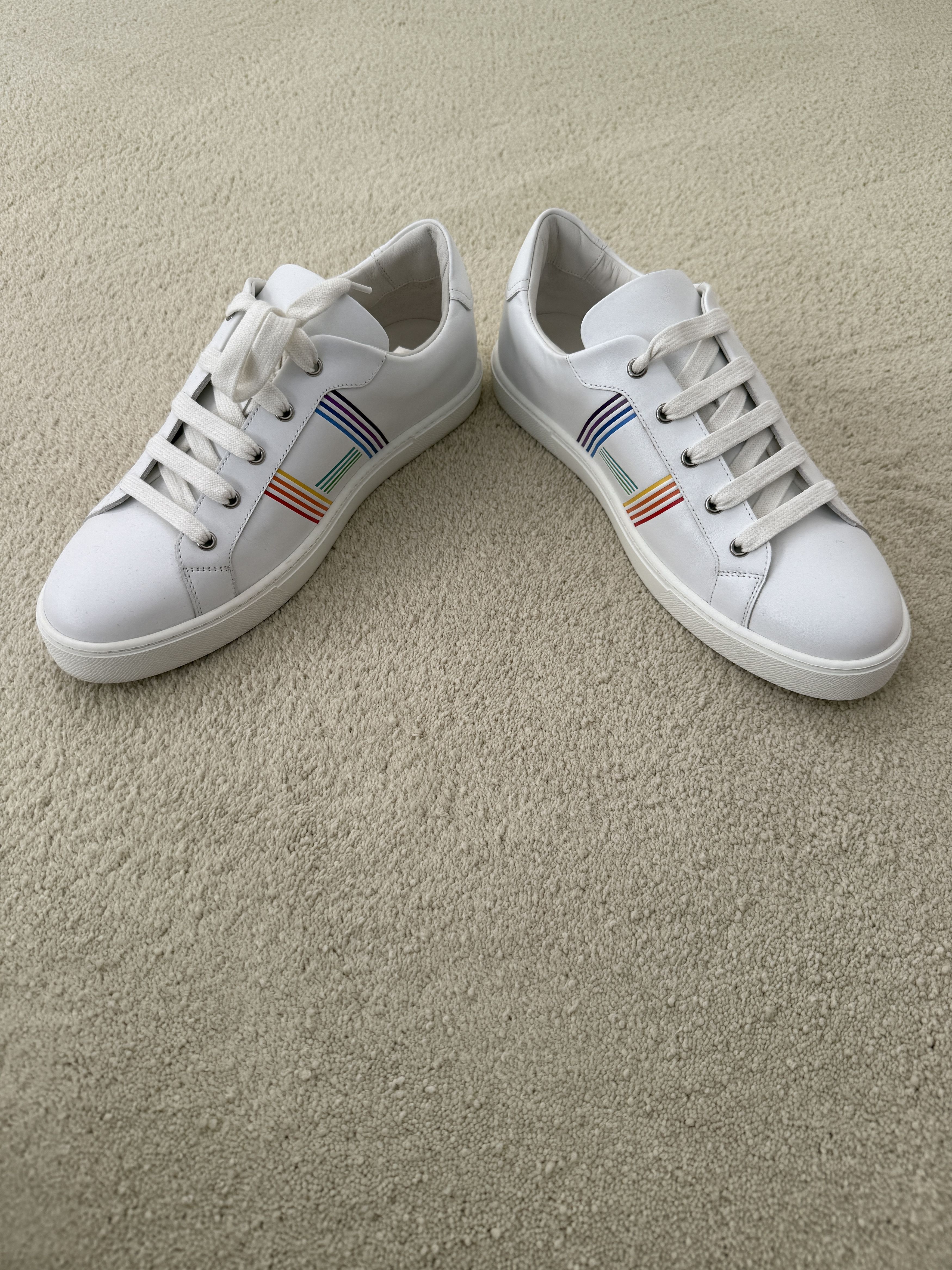 Hermes Hermes Mens New White w/Multcolor H Leather Sneakers Size US 10.5 / EU 43-44 - 1 Thumbnail