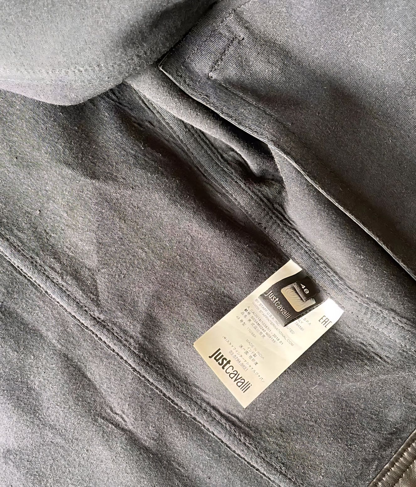 Just Cavalli Just Cavalli Men's Black Riveted Leather Jacket Size 48 Size US M / EU 48-50 / 2 - 6 Thumbnail