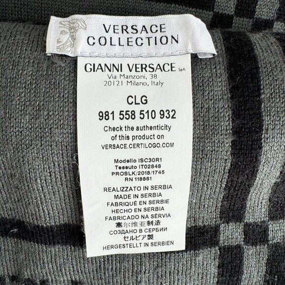 Versace Versace Collection Reversible Wool Blend Grey Scarf Size ONE SIZE - 8 Thumbnail