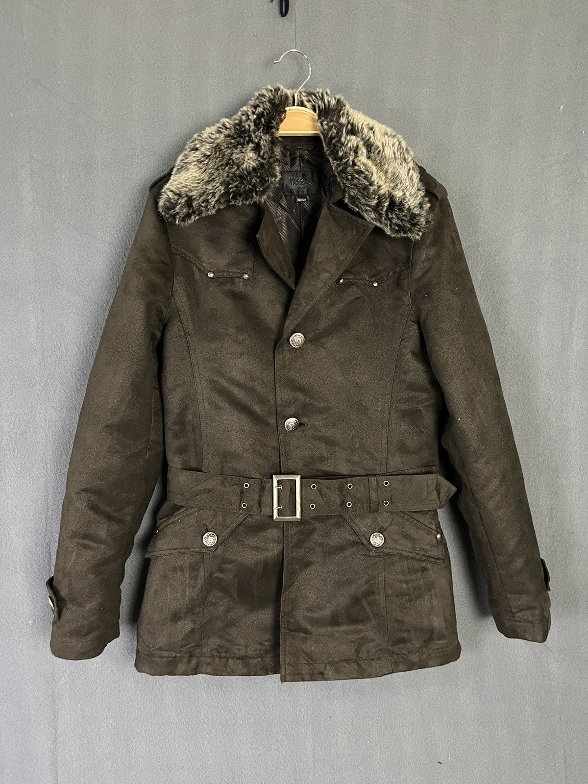 If Six Was Nine × Japanese Brand × Mossimo Mossimo Sport Faux Fur Collar Belted Jacket Military Style Size US M / EU 48-50 / 2 - 1 Thumbnail