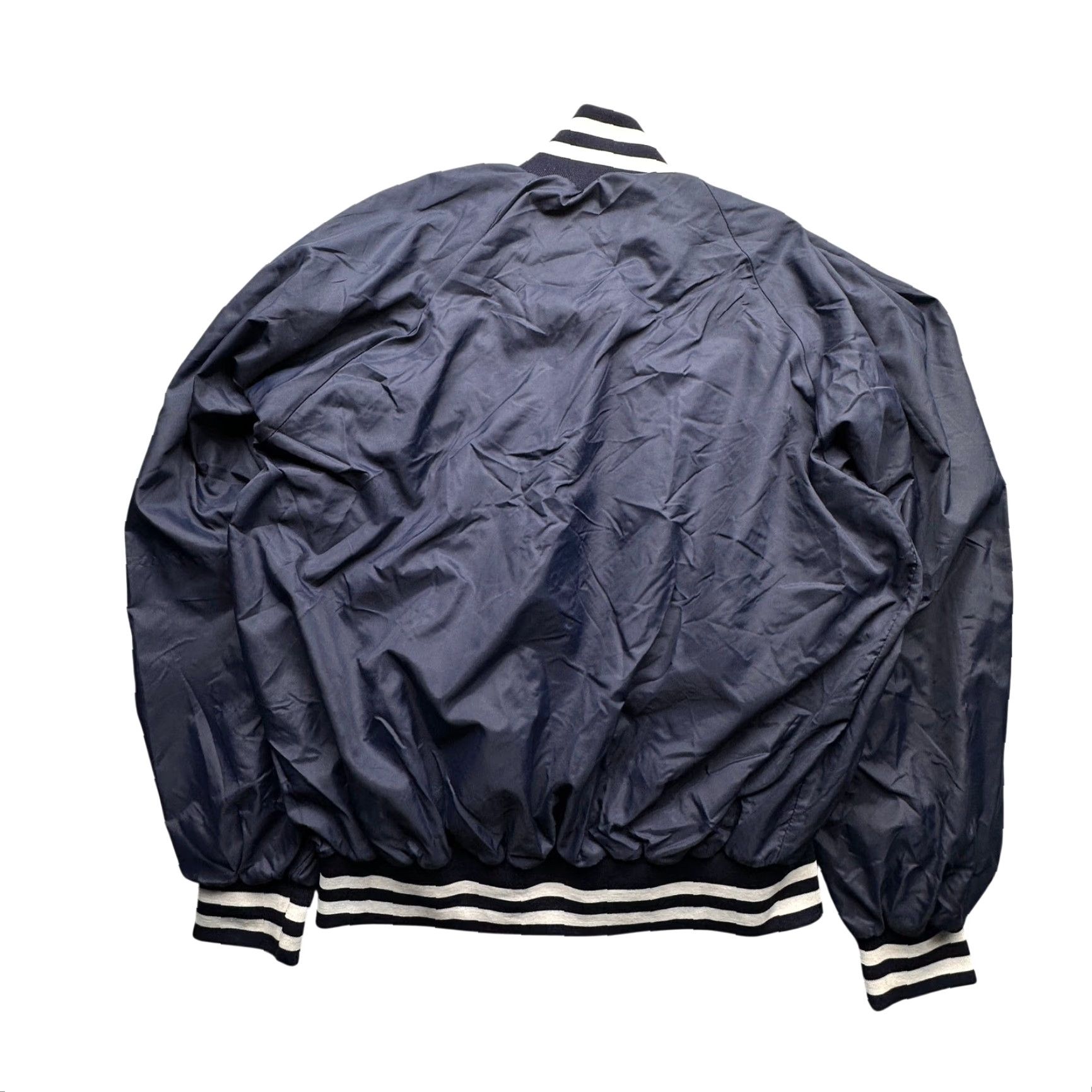 Vintage VINTAGE Win Wear Nylon Varsity Jacket Mens Large Navy Blue Snap Button Lined 70s Sports Casual تجرب Size US L / EU 52-54 / 3 - 2 Thumbnail
