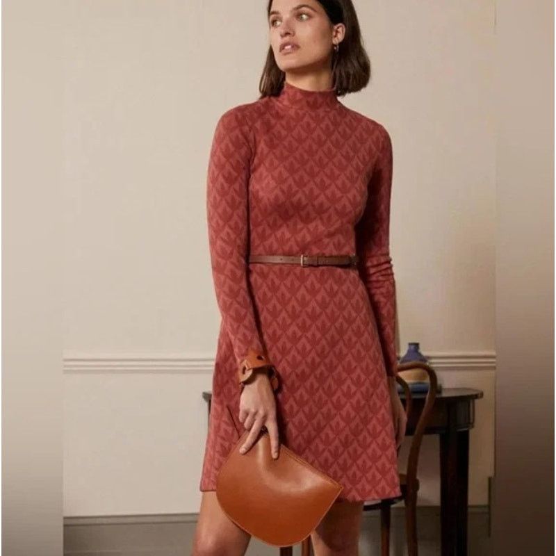 Boden NWT Boden High Neck Jacquard Knit Mini Dress Uk 10 US 6 P Size M / US 6-8 / IT 42-44 - 1 Thumbnail