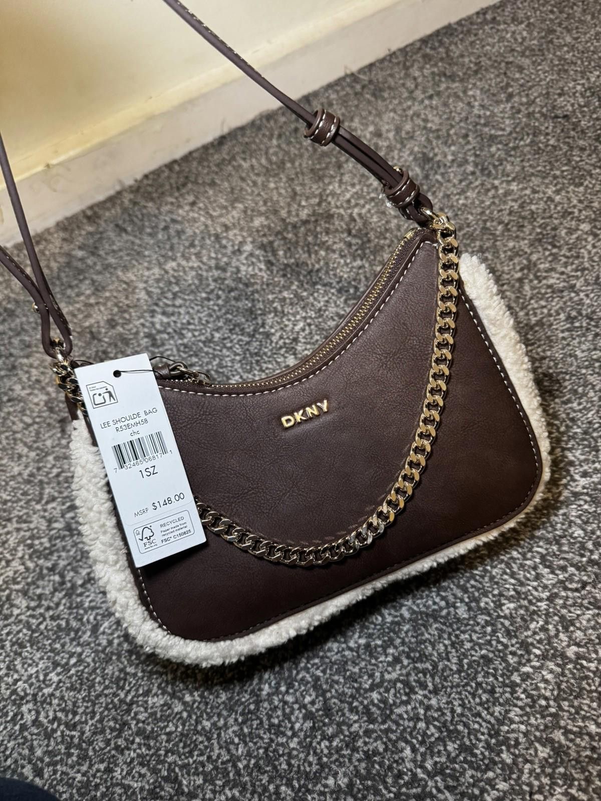 DKNY DKNY Brown Faux Leather Bag with Chain New Tags RPR $140 Size ONE SIZE - 5 Thumbnail